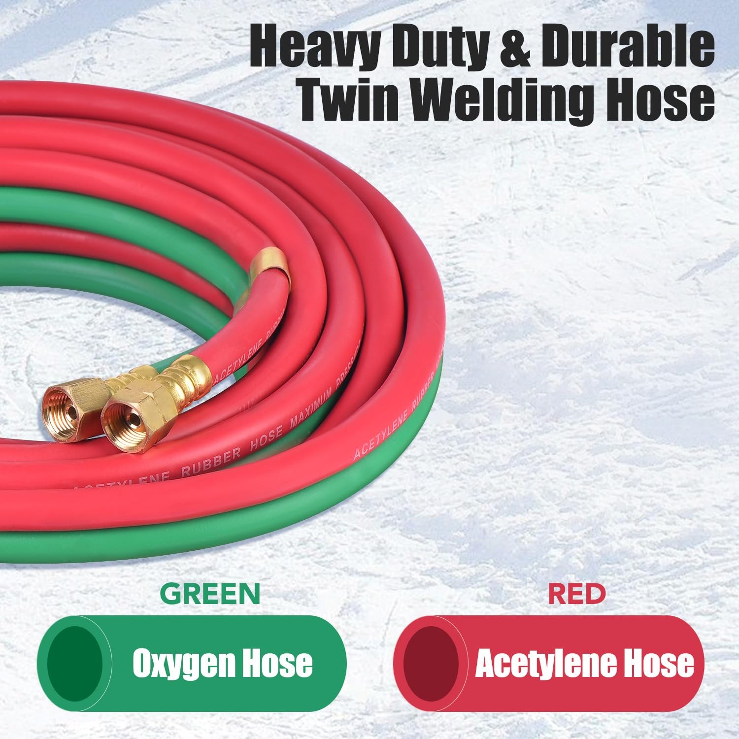 Oxygen Acetylene Hose Twin Welding 1/4in 25FT 300PSI Red Green Torch Set