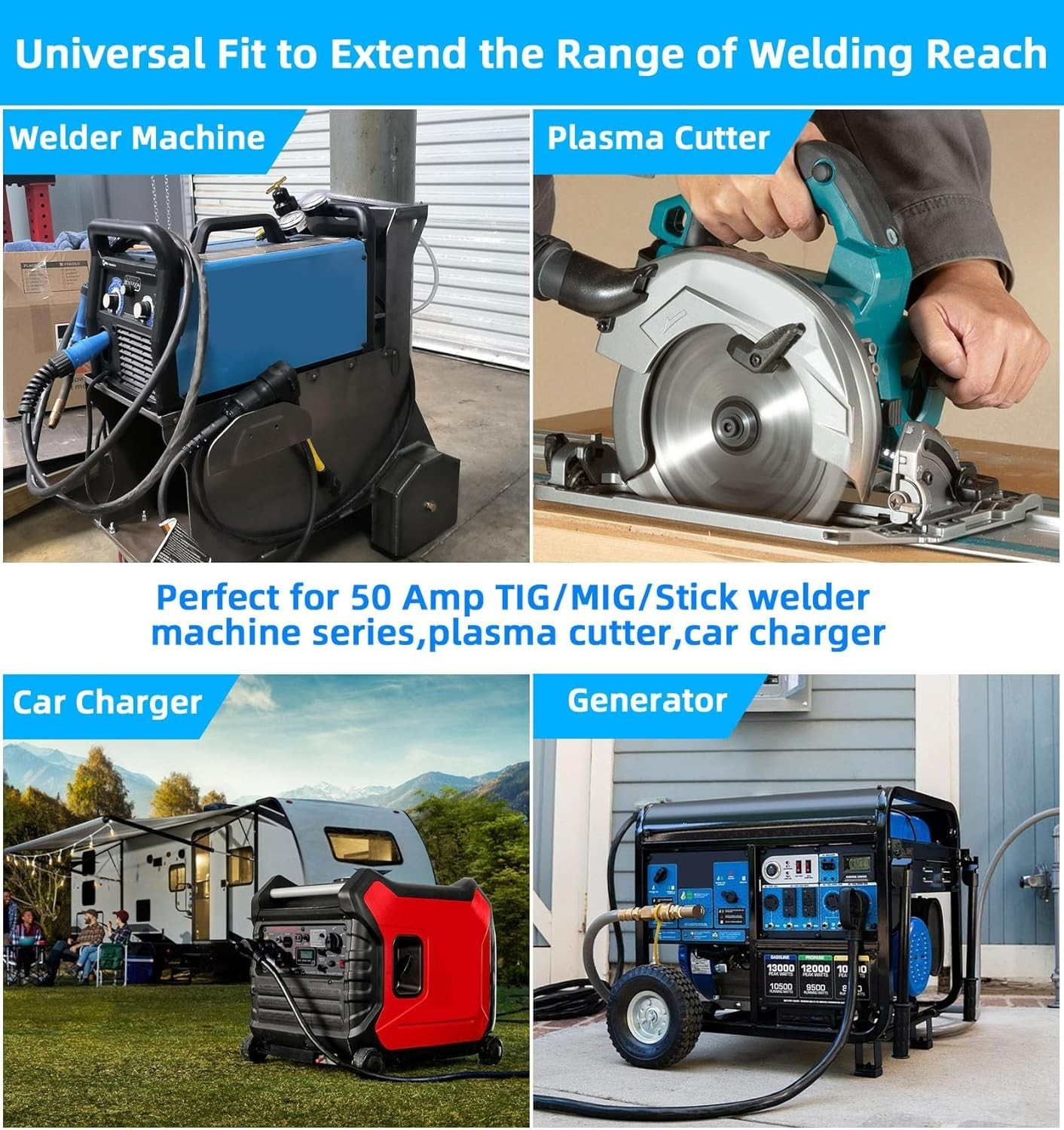 Welder Extension Cord 6 AWG 6/3 SOOW Cord,50 Amp Welding Power Extension 250V NE