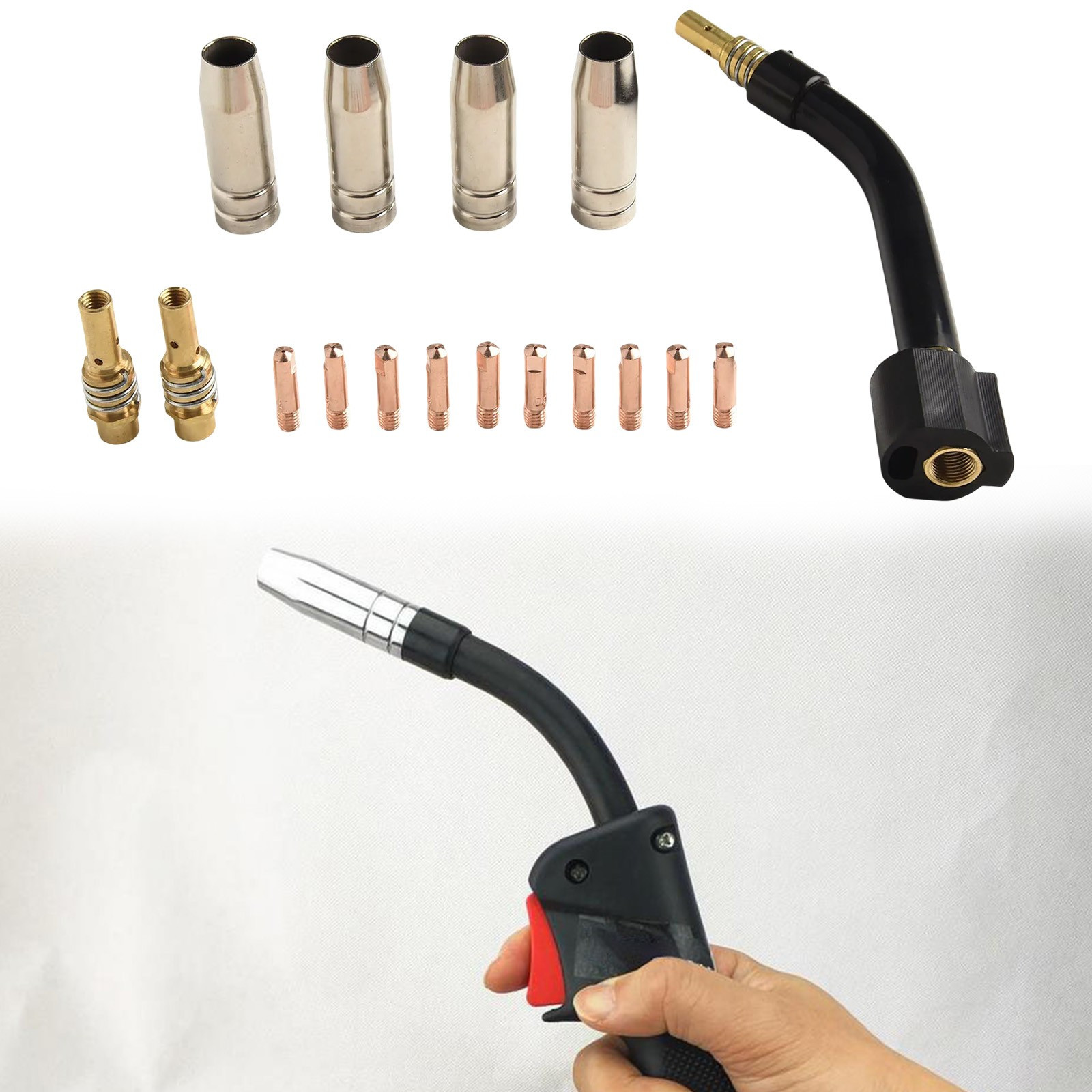 MIG Welding Toolkit including Quality Neck Tips and Diffuser Components 17pcs