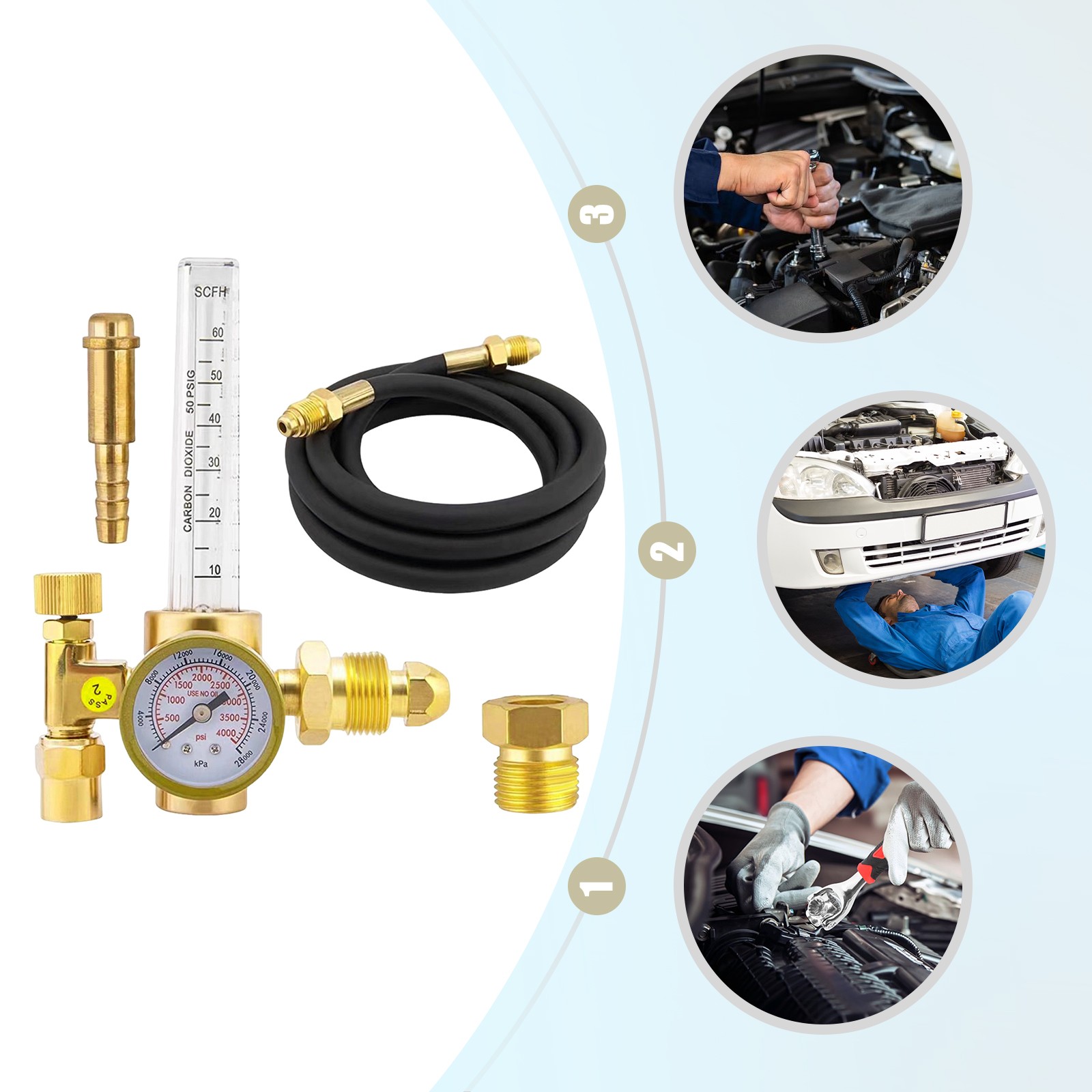 Welding Gas Regulator with Flowmeter CGA-580 0–60 SCFH 0–4000 PSI Hose