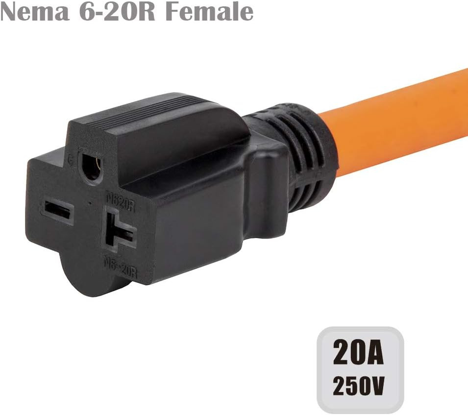 1.5FT Nema 6-50P to 6-15R/6-20R Welder Power Adapter Cord, 6-50P 50-Amp to 6-20R