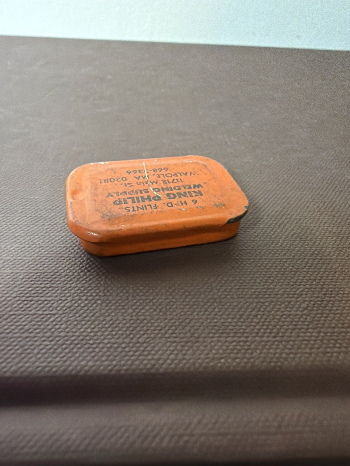 Vintage King Philip Welding Supply Tin w/ 6 HD Flints for Gas Torch Gas Lighter