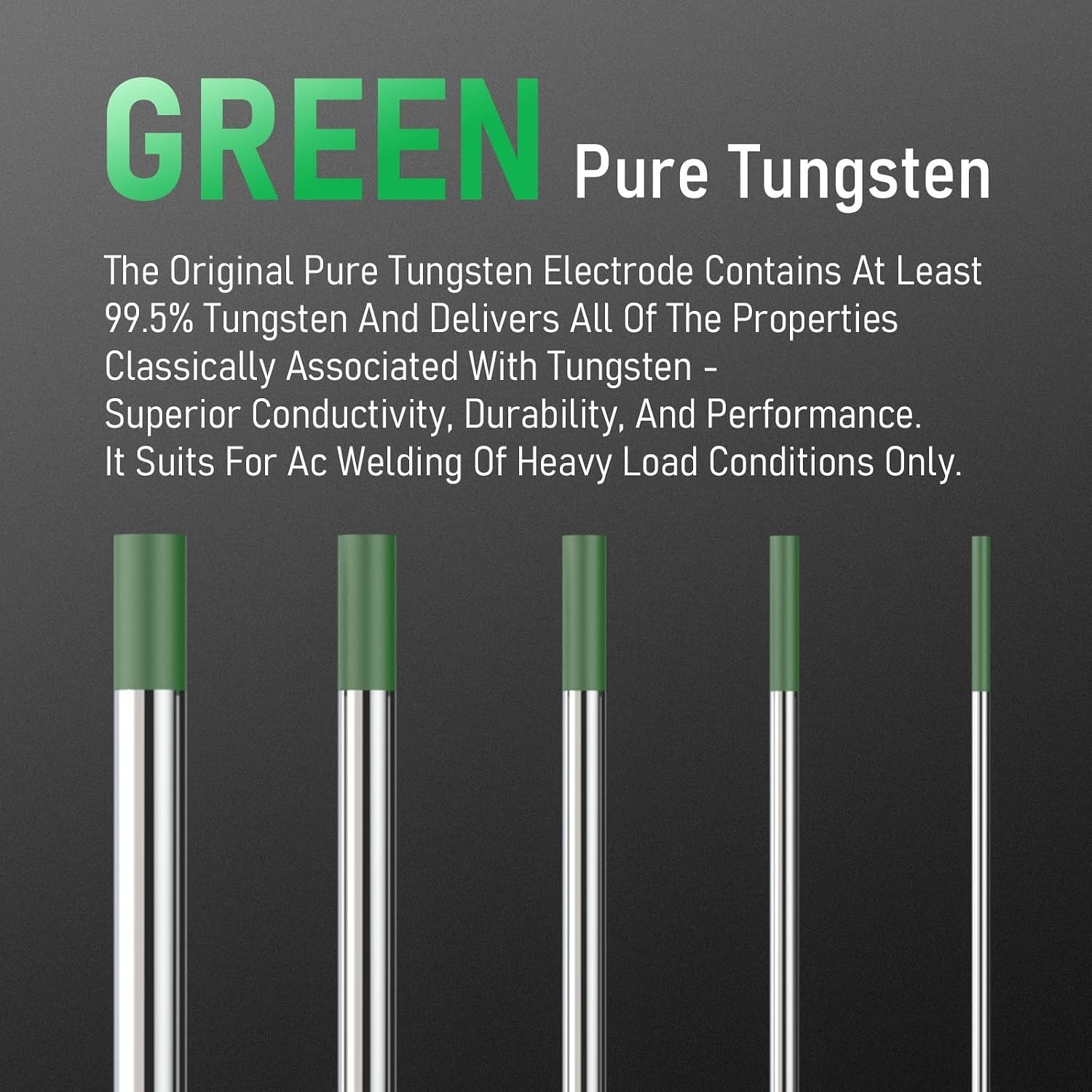 TIG Welding Tungsten Electrode Pure Tungsten 3/32″ x 7″ Green, EWP 10-pk
