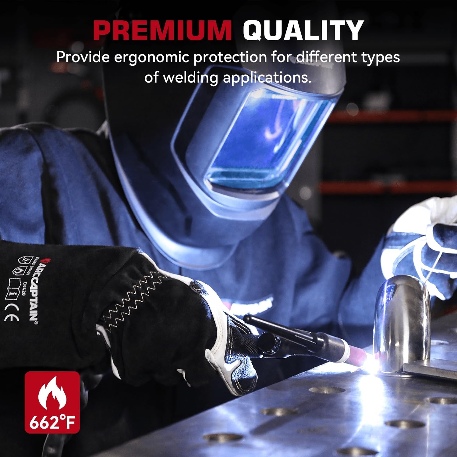 ARCCAPTAIN TIG Welding Gloves Goatskin Leather Flexible Durable Work Protection