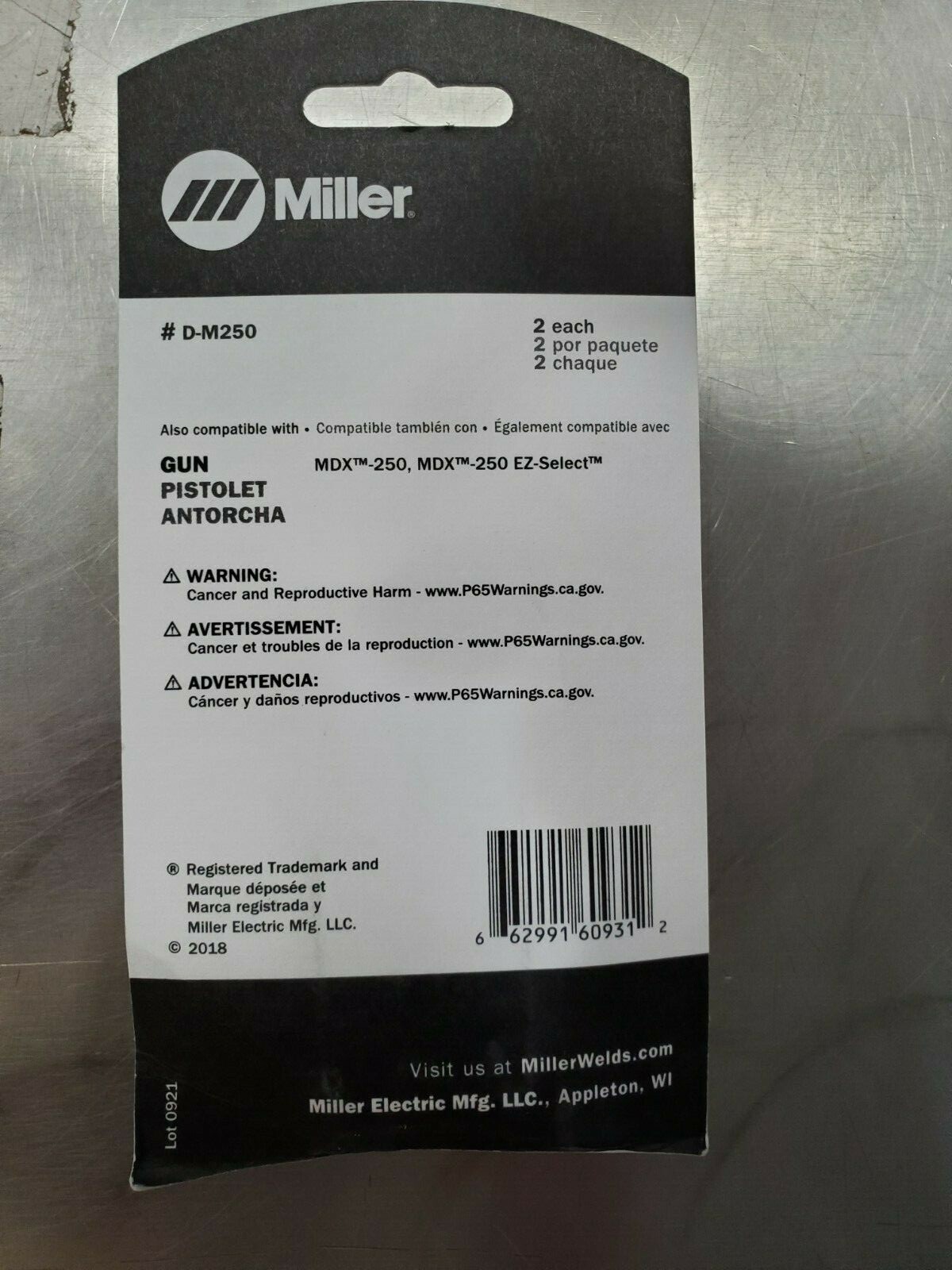 Miller D-M250 Gas Diffuser AccuLock MDX for MDX-250, 2PK