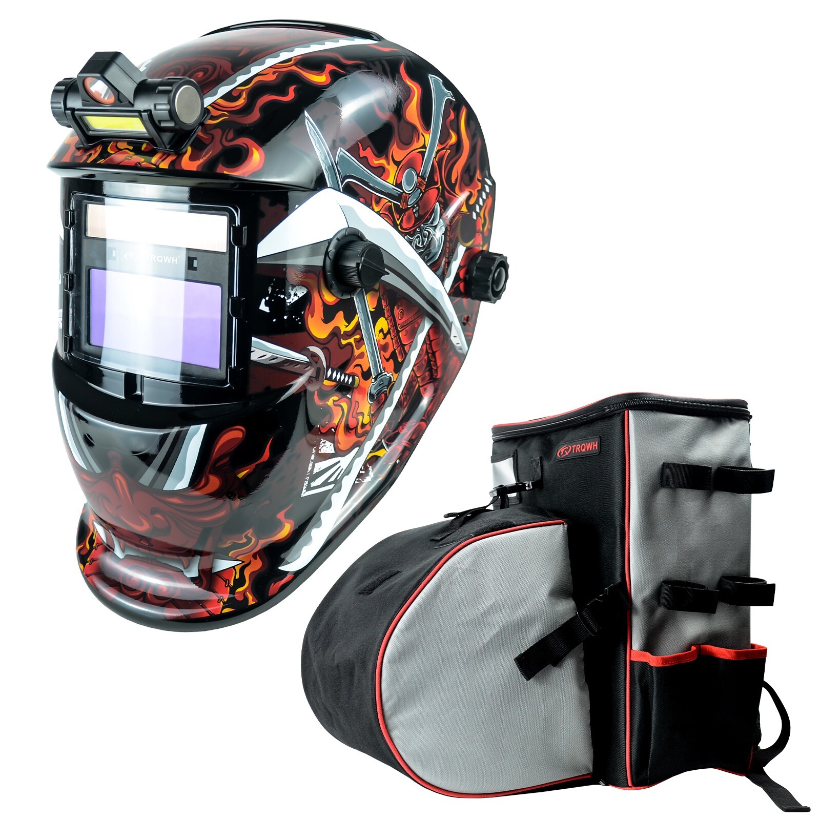 TRQWH Auto Darkening Welder Helmet Light True Color & Welding Backpack