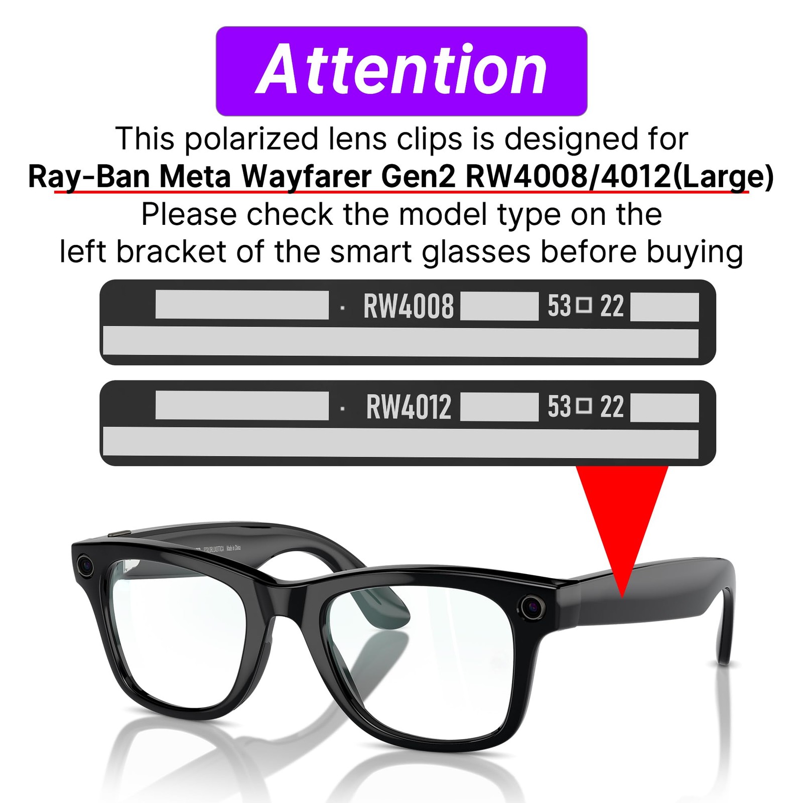 HiBloks 3Pcs Polarized Clip-on Compatible with Ray-Ban Meta Wayfarer & Gen 2 …