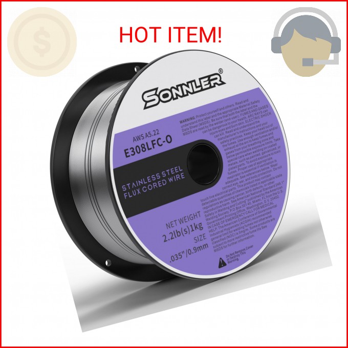 E308LFC-O .035-Diameter Stainless Flux Core Welding Wire, 0.9mm SONNLER 2-pound