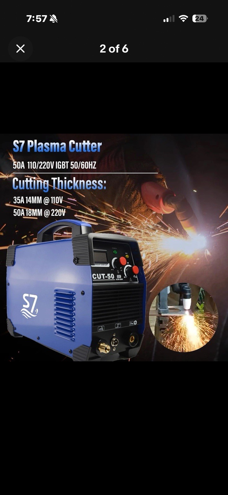 S7 Plasma Cutter CUT-50 50A Dual Voltage 110/220V 50 Amps