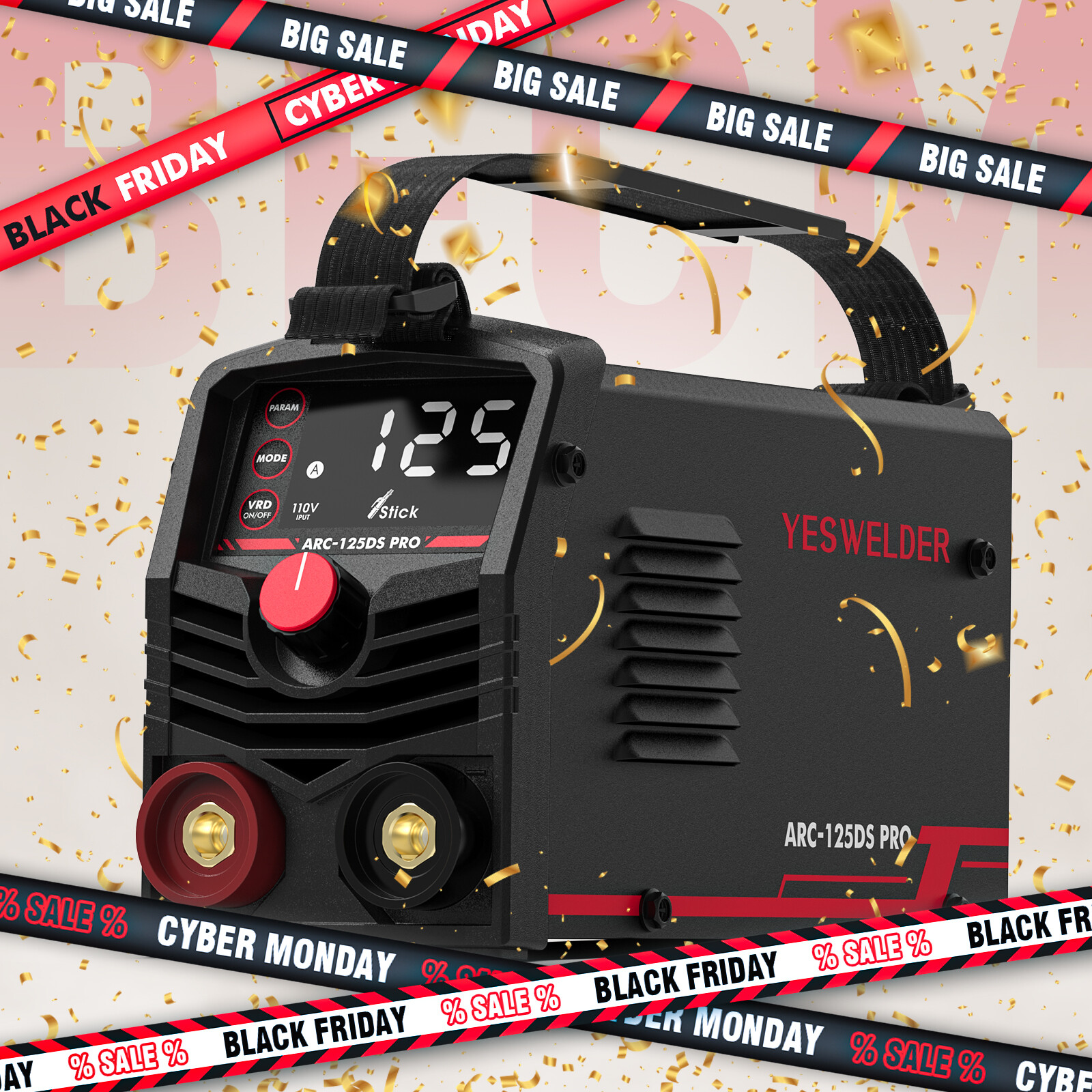 Mini Stick Welder Portable, Large LED Display 125A 110V MMA Welding Machine