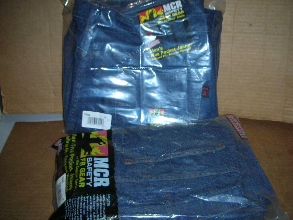 MCR SAFETY P1D4432 Flame Resistant Denim Work Jeans w/ Max Comfort 44×36, NOS