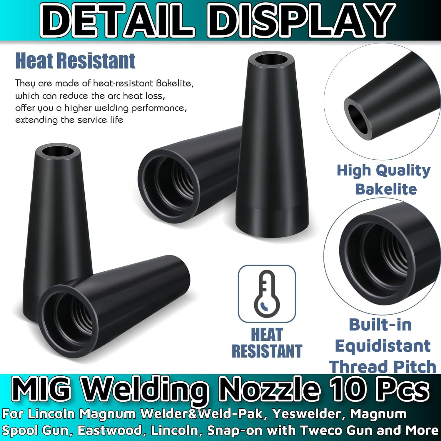 10Pcs MIG Welding Flux Core Gasless Nozzle，Welding Tools MIG Welding Accessories
