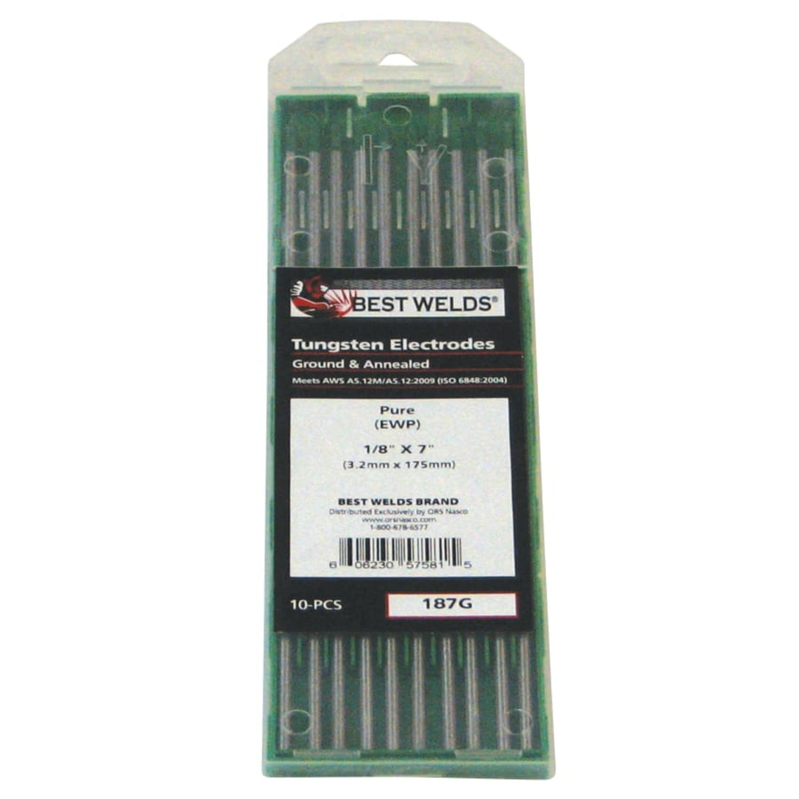 Best Welds – 187g – 1/8×7 Pure Tungsten Electrode 10/pk, Pack