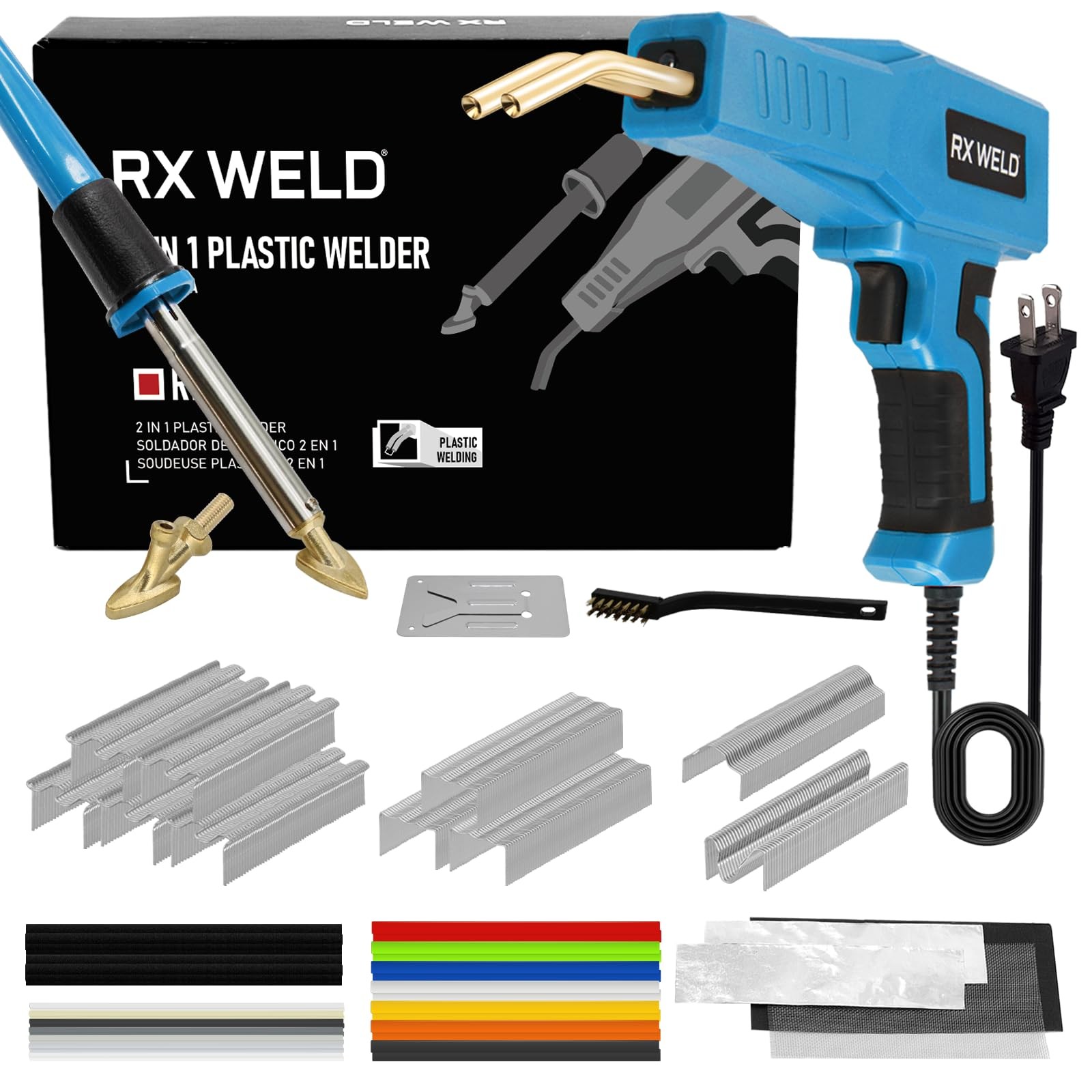 RX WELD Plastic Welder, 2 in 1 Welding Kit Repair Welder 1000PCS Hot Blue