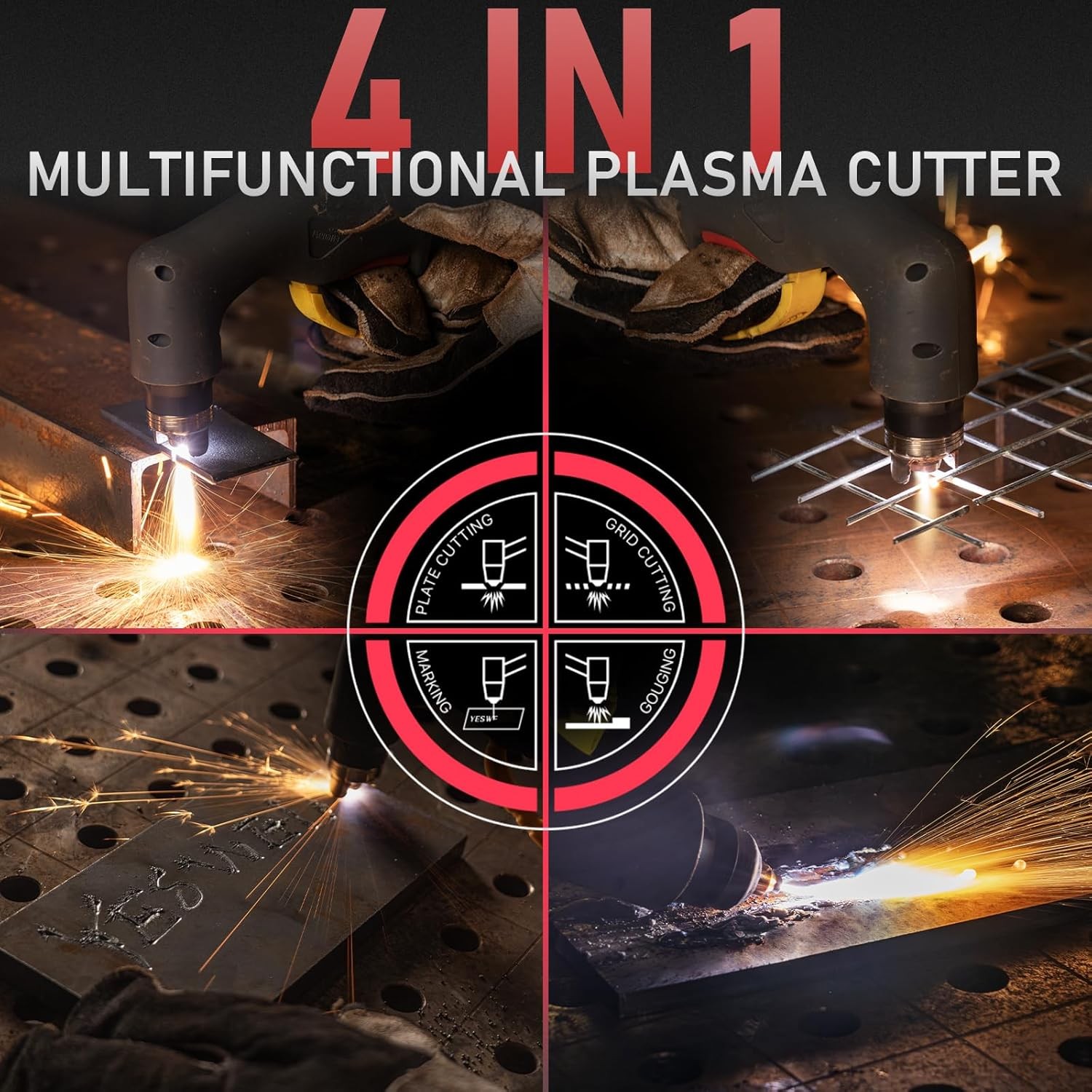 Plasma Cutter 65Amp with Digital Display, Blowback Start, 110V/220V Dual Voltage