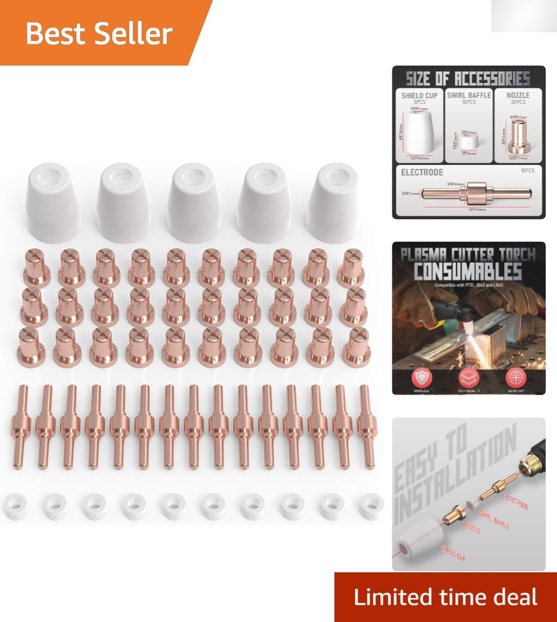 Comprehensive 60PCS Plasma Cutting Tools: Cuts for CUT-40 & CUT-50 Machines