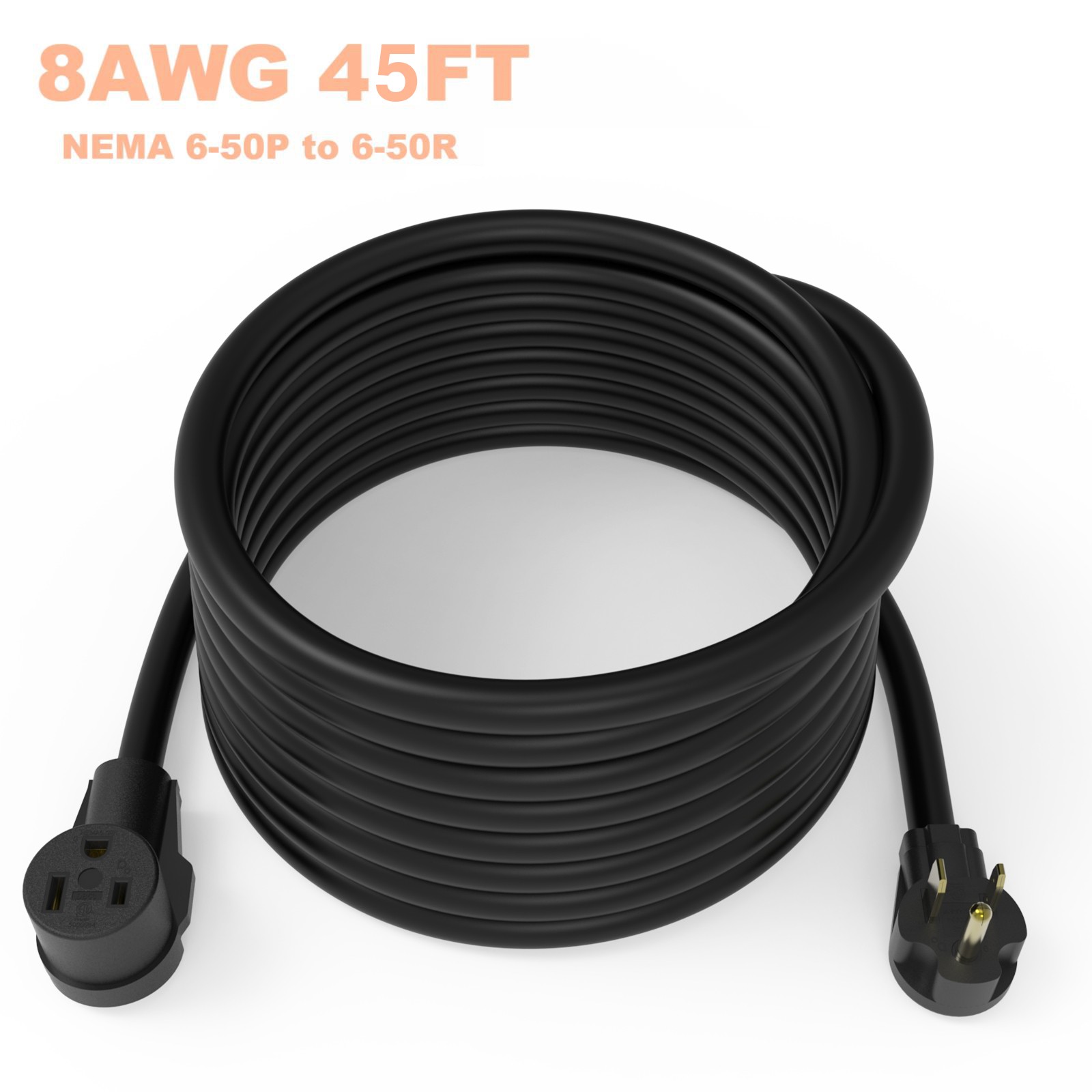 YESWELDER 45FT 8 Gauge 250 Volt Welder Cord NEMA 6-50P to 6-50R for Welding