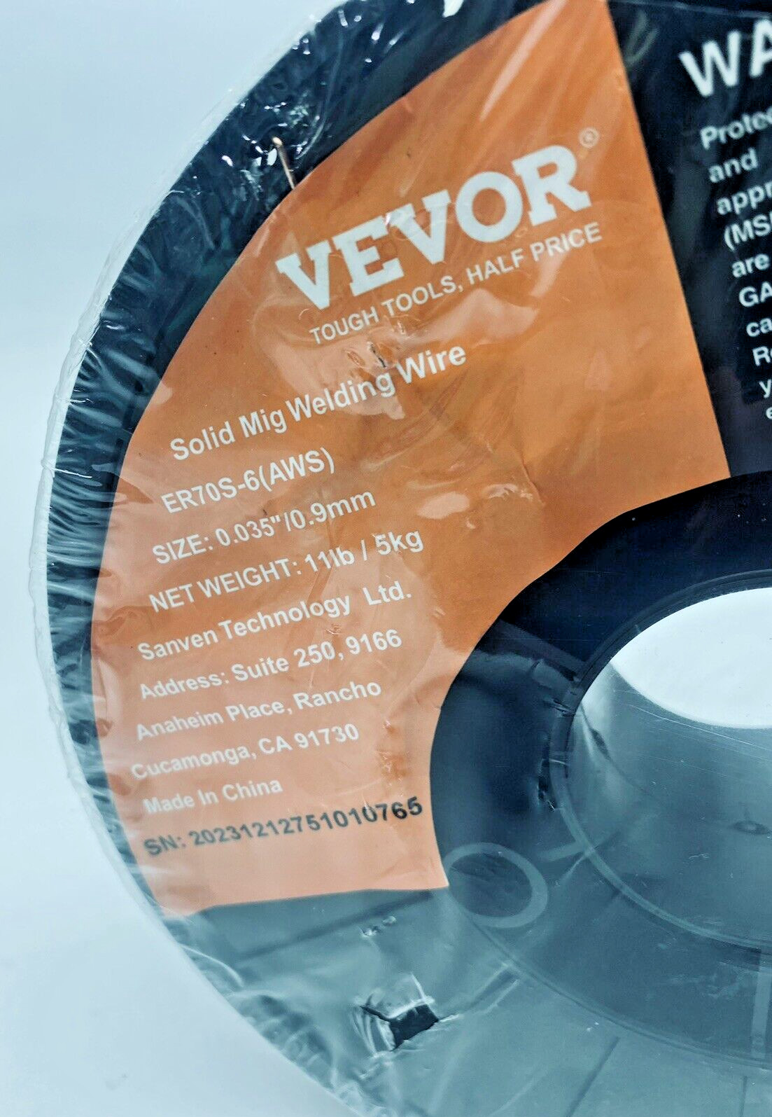 ER70S-6 (AWS) Vevor Solid MIG Welding Wire 11Lbs,5Kg, 0.035″/0.9mm Size