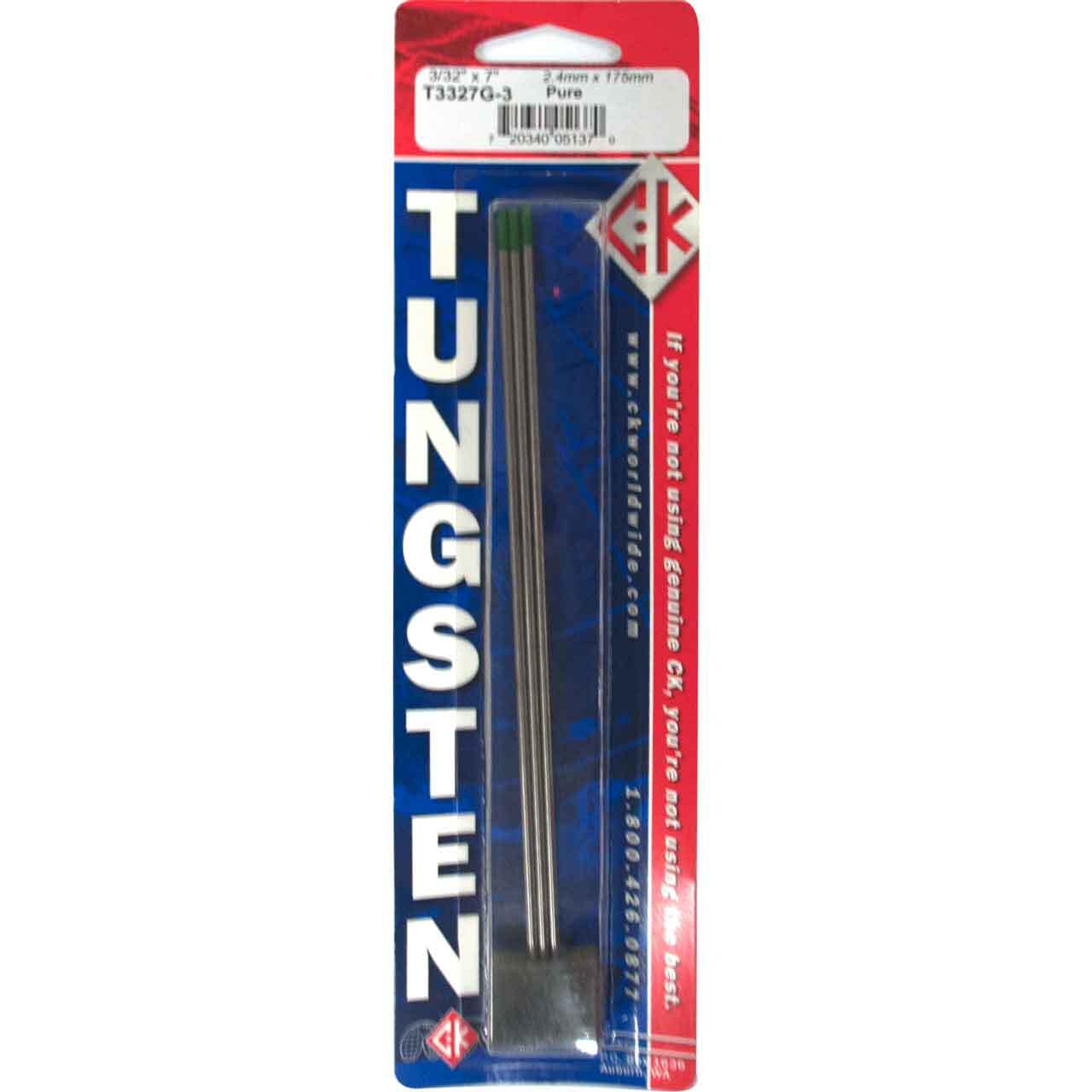CK T3327G-3 Pure Tungsten Electrode 3/32″ X 7″ 3 pack