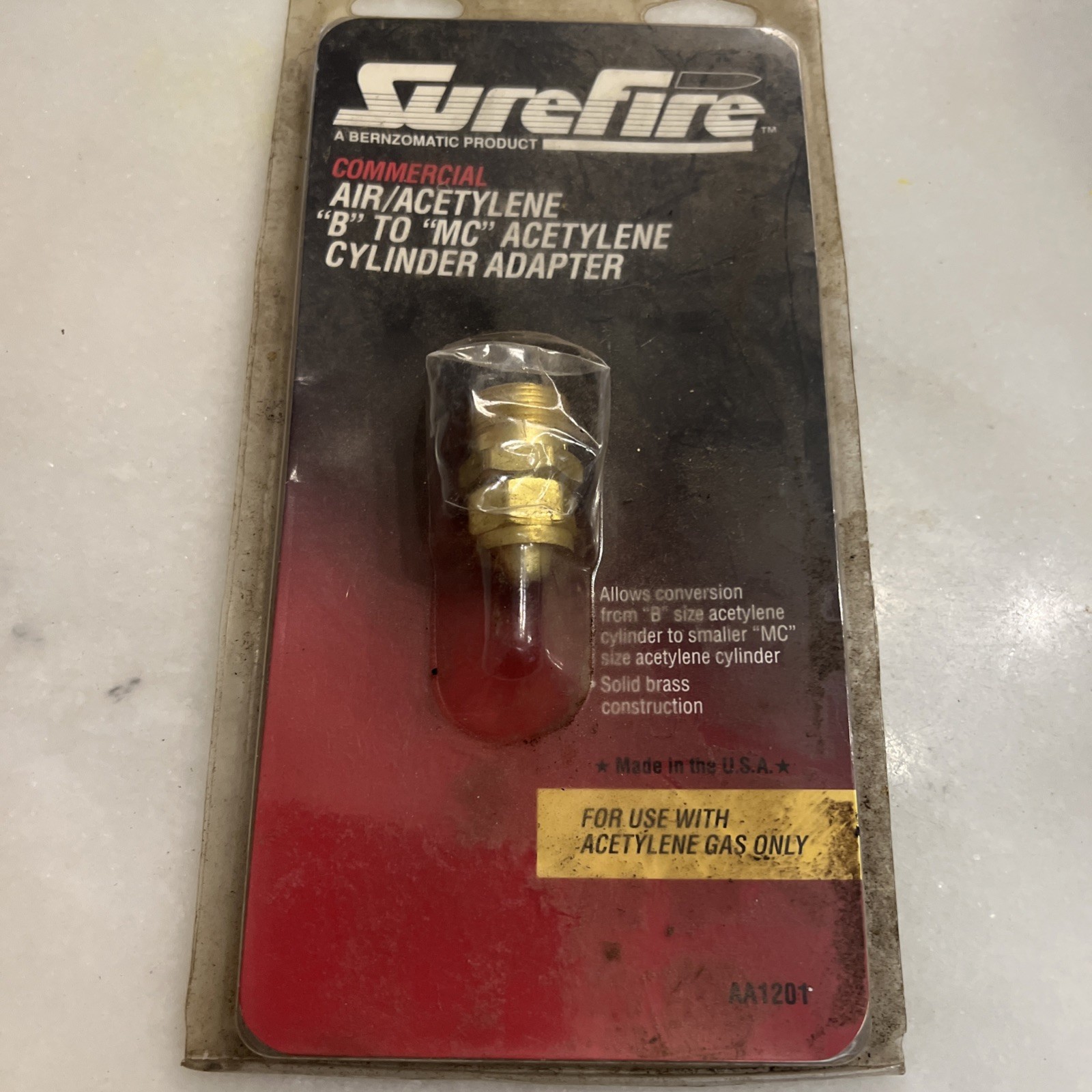 New SUREFIRE AA1201 Air Acetylene B To MC Cylinder Adapter Acetylene Gas Only