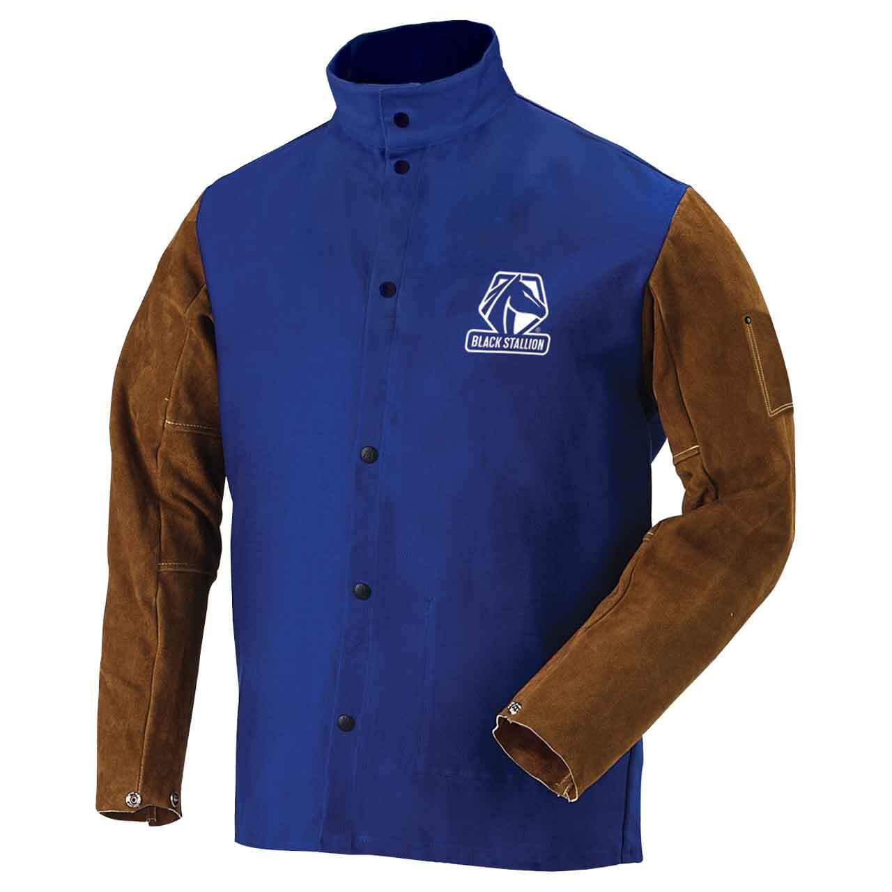 Black Stallion FRB9-30C Hybrid FR Cotton Cowhide Welding Jacket Blue 2X-LRG