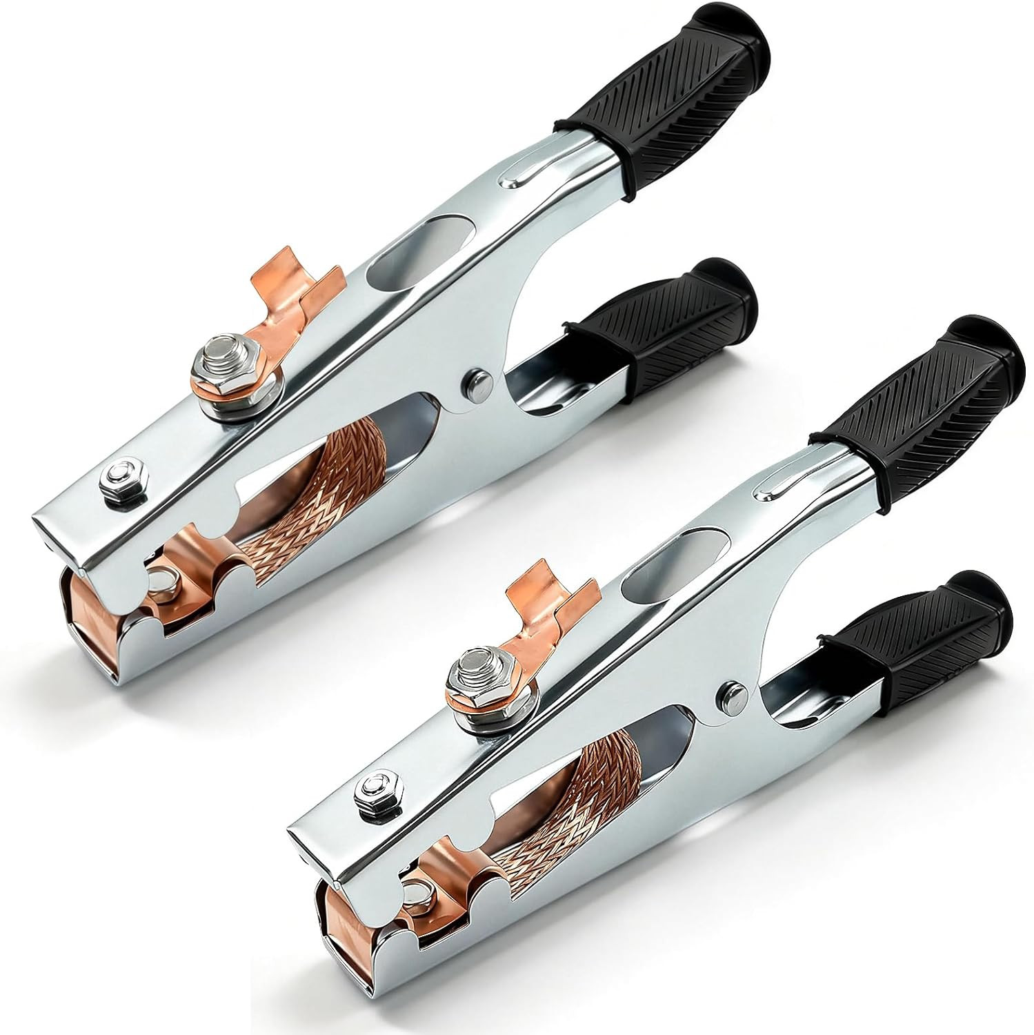 2 Pack Welding Ground Clamp, 500A Electroplated Copper Welding Earth Clip, Groun