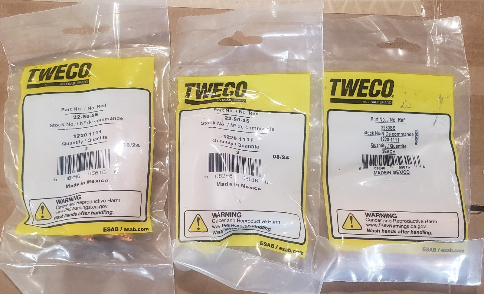 LOT of 6 New Tweco 22-50-SS Nozzles 1220-1111 (3-2 Packs)