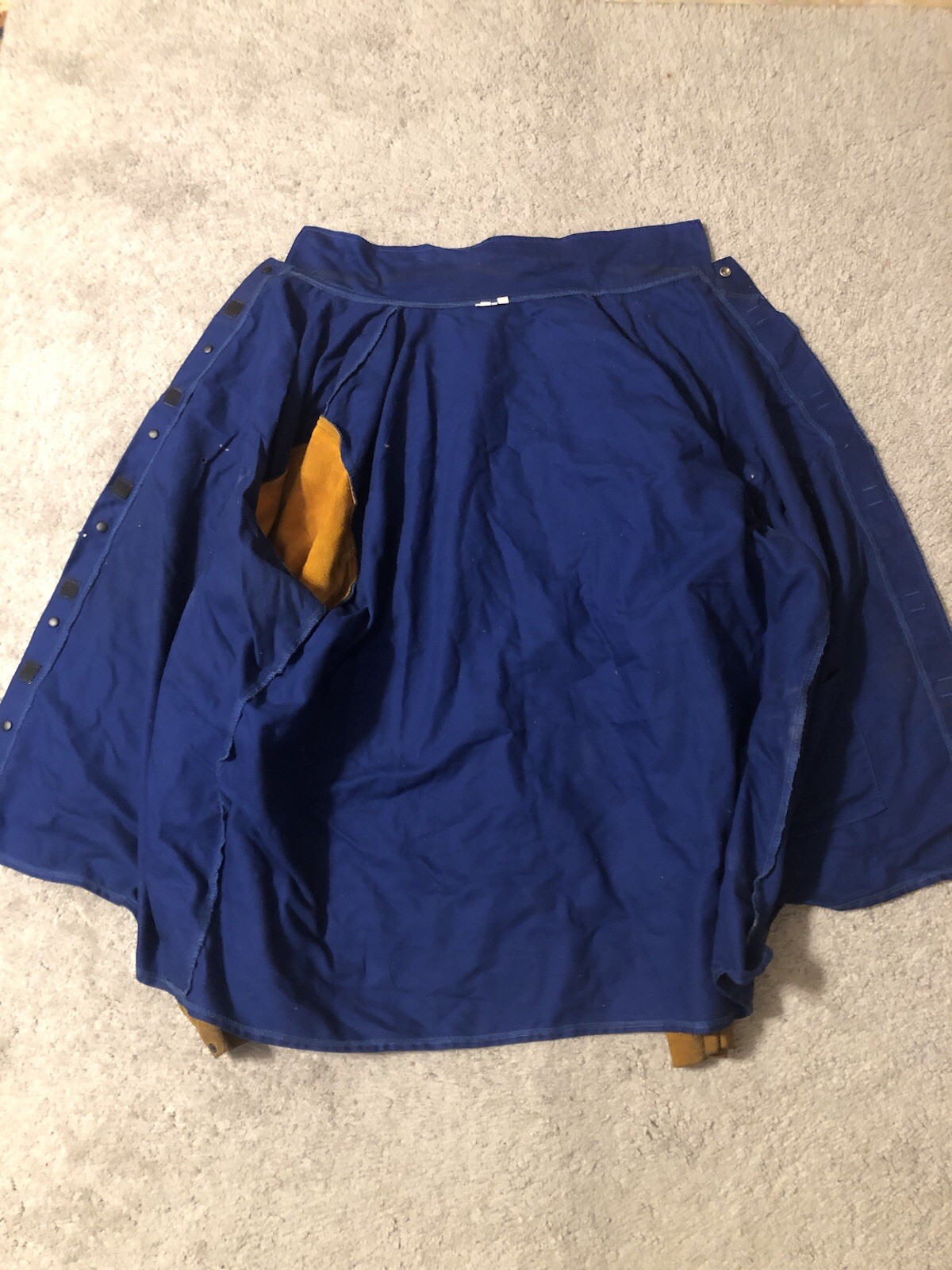 Weldas Distress Welding Jacket Size XXXXL 4XL Blue Tan Leather Sleeve Protective