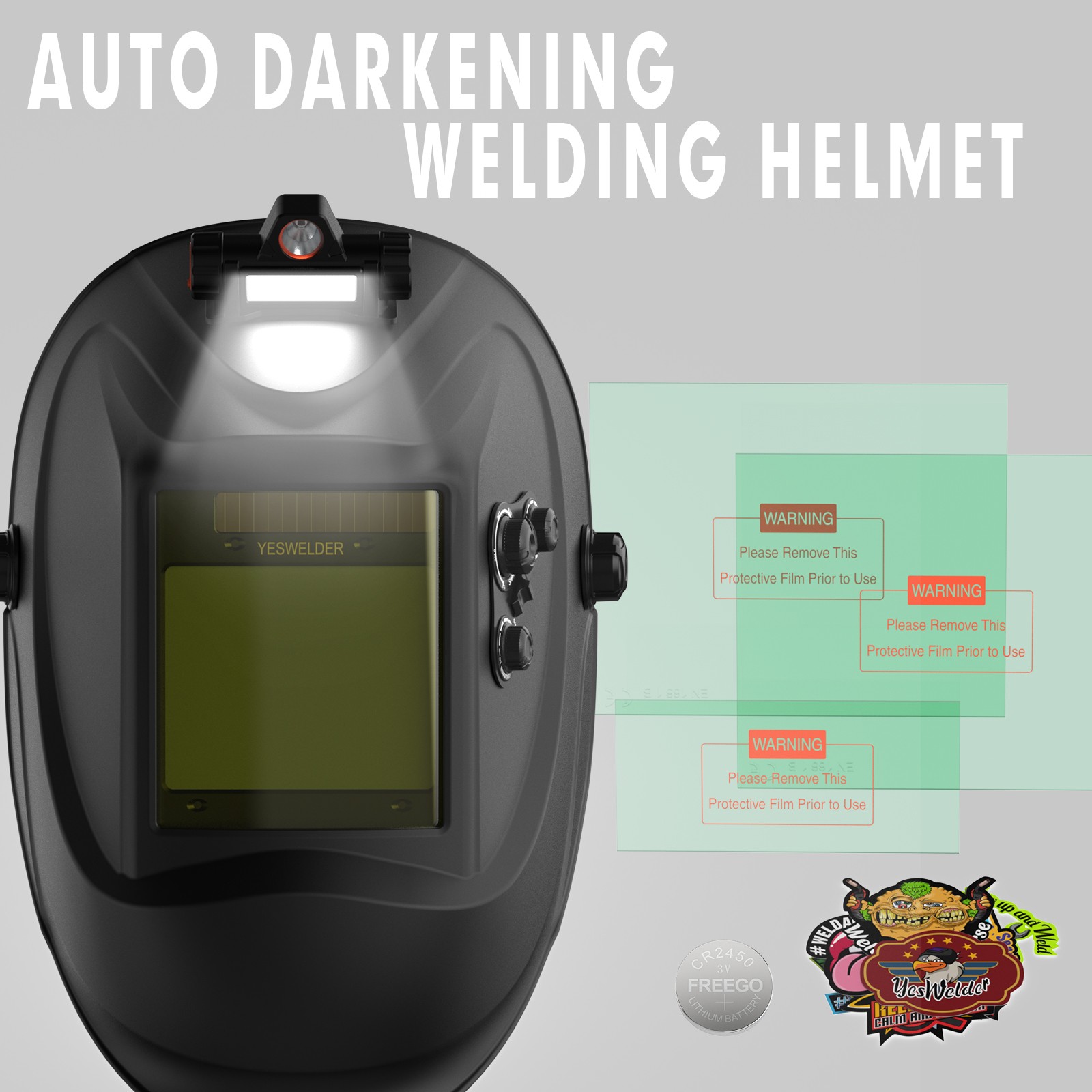 Auto Darkening Welding Helmet 1/1/1/1 4Sensor TIG MIG ARC Grind