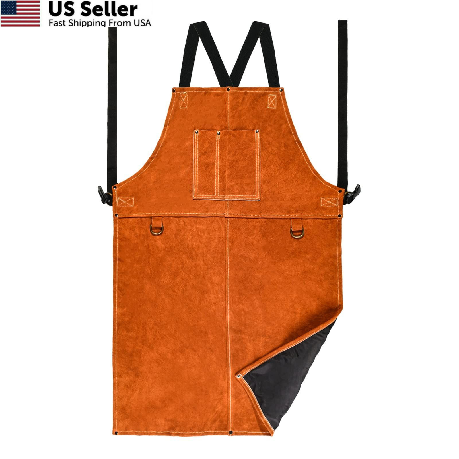 Leather Welding Work Apron – Heat Resistant & Flame 24″ X 36″, Tan