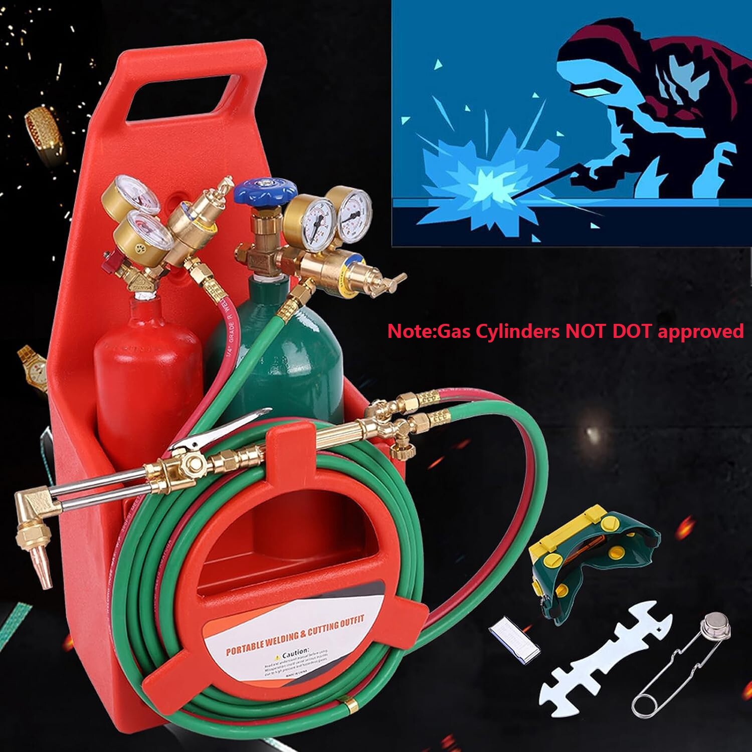 HVAC Portable Oxygen Acetylene Welding Cutting Torch Kit w/ Carrying Case & Tank