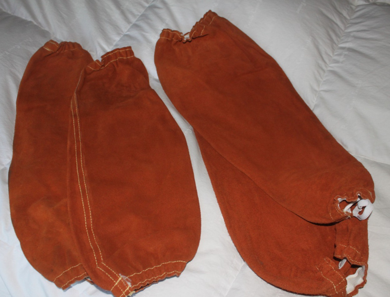 Magid Leather Welding Work Sleeves – Brown LEATHER elastic cuff *TWO PAIRS*