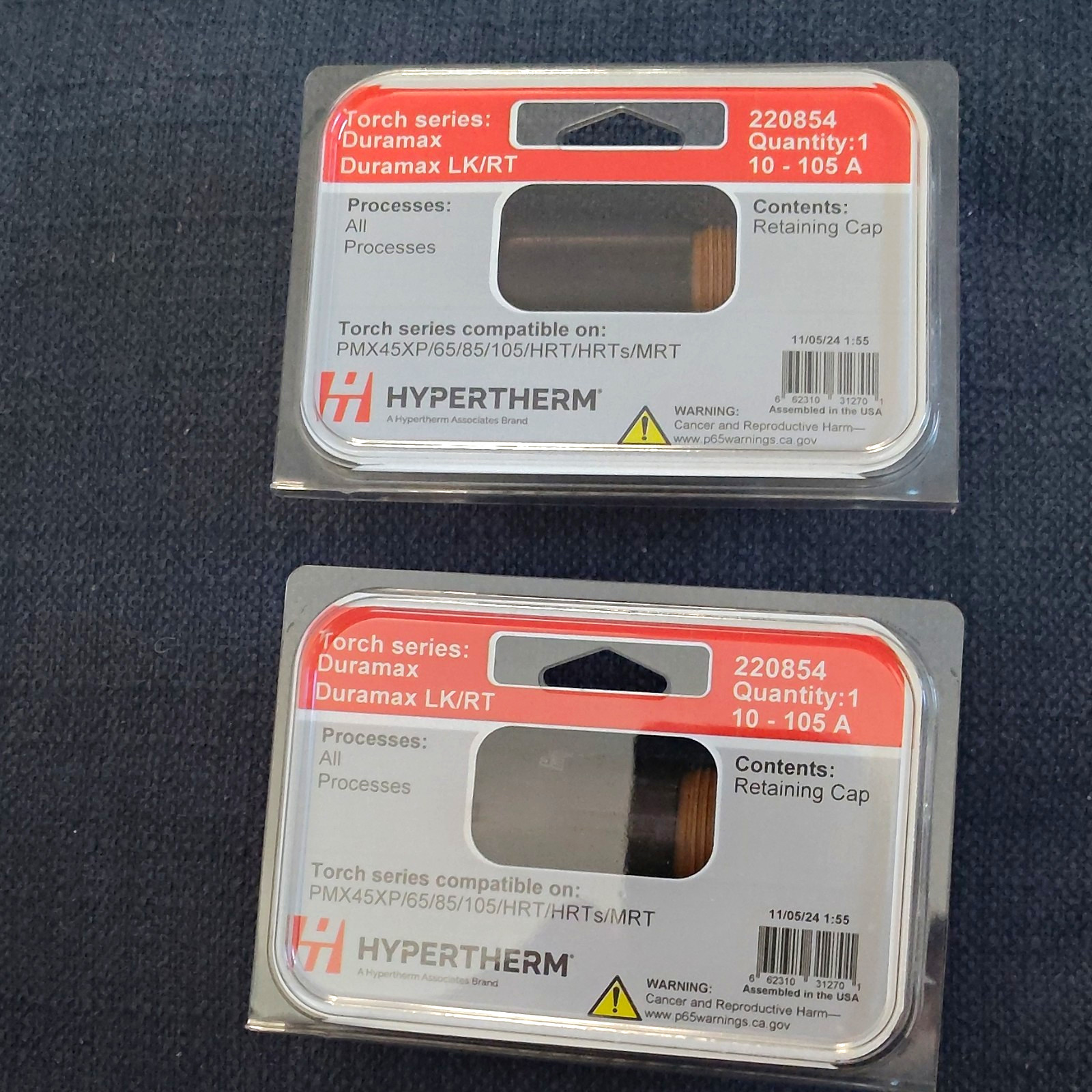 2 Hypertherm 220854 Duramax LK/RT Plasma Cutter Retaining Caps 10-105A