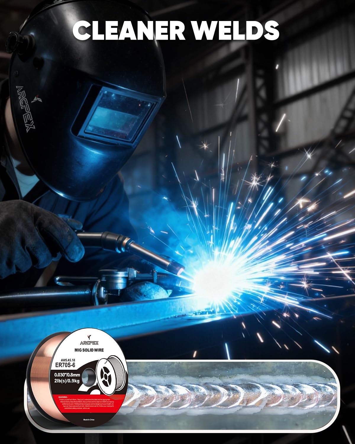 ARCPEX ER70S-6 .030″ MIG Welding Wire, 2-Pound Spool Solid 030” 1pcs, silver