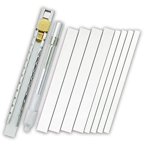 Soapstone Holder Set Flat and Round 10 Refills Welding Marking White Clear