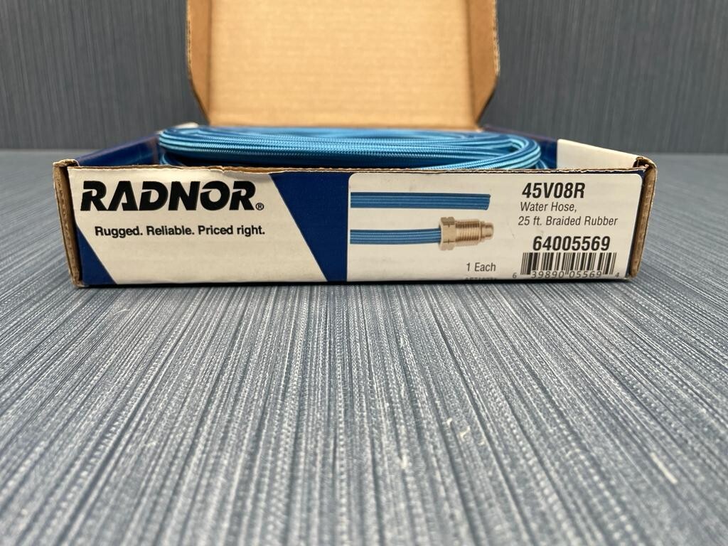 Radnor 45V08R Water hose, 25 ft. Braided Rubber 639890055694 Tig Welding