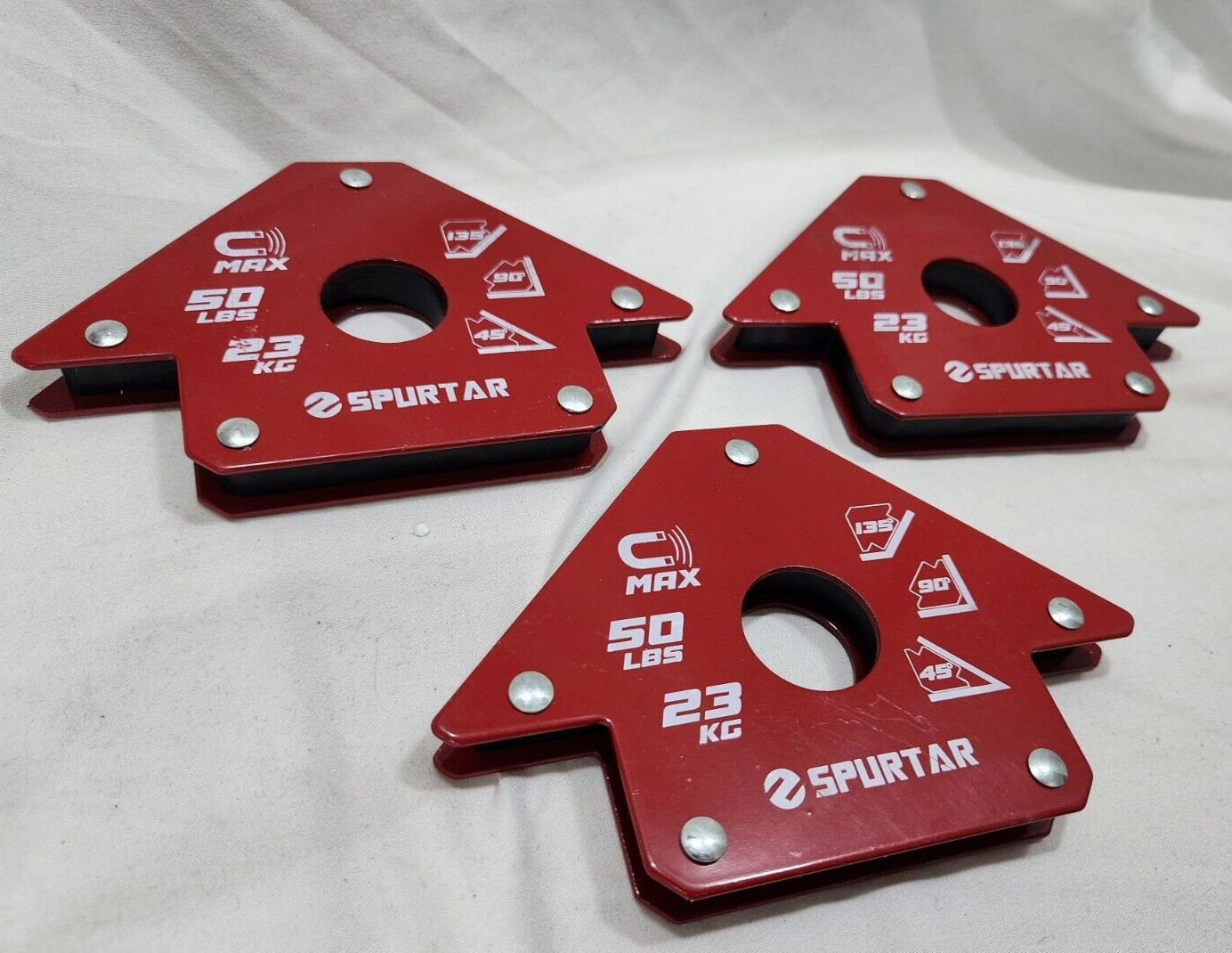 Spurtar Welding Magnets 3-Pcs 50lbs Heavy Duty Arc Welding Holder 45° 90° 135°