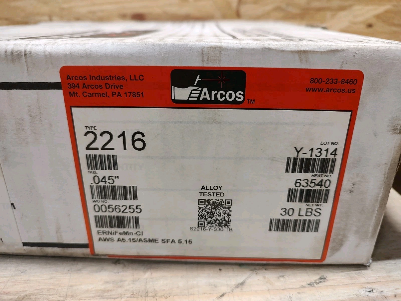 NEW Open Box Arcos 2216 Size .045″ 30lb Spool Welding Wire ERNiFeMn-CI