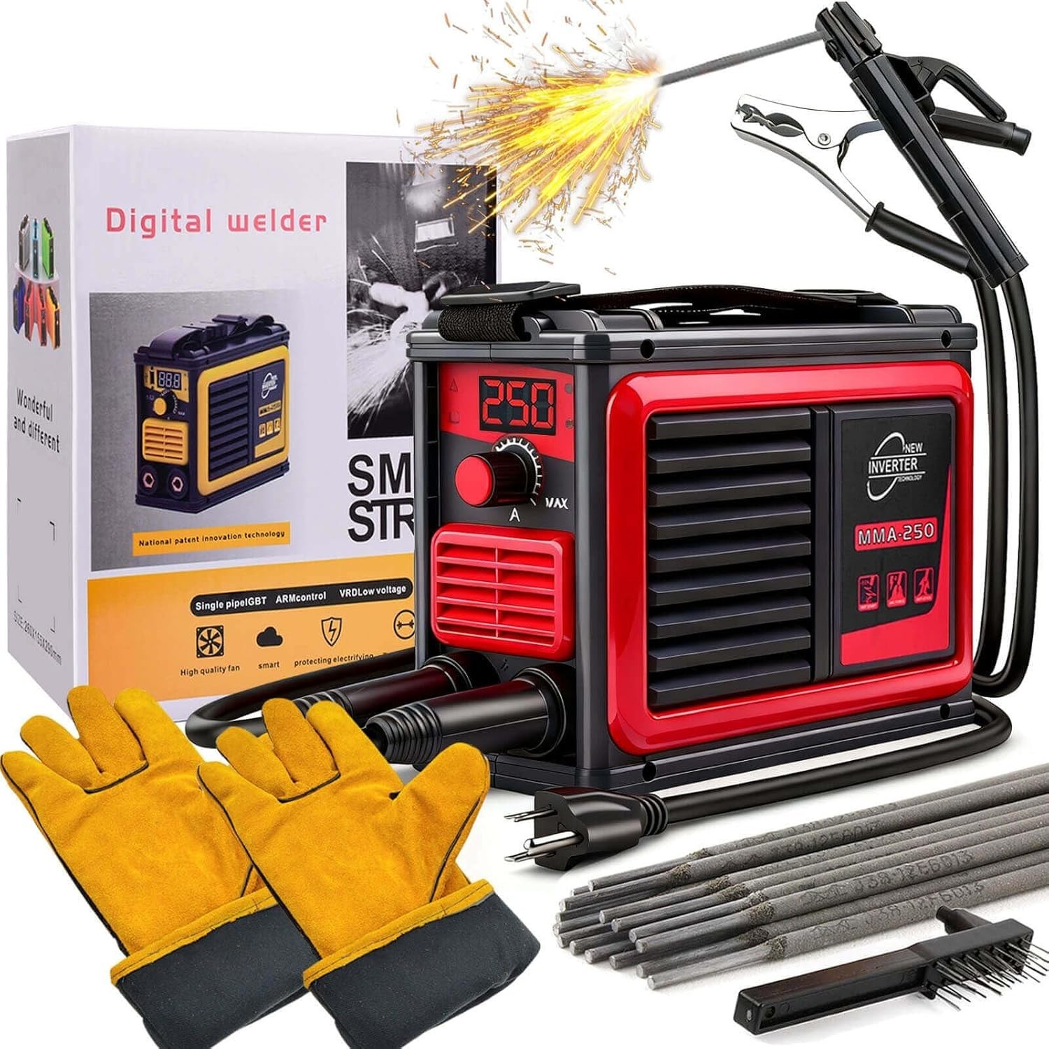 MMA Welder Machine,125Amp ARC Welder Mini Stick Welder Digital Display Lcd,Hot S