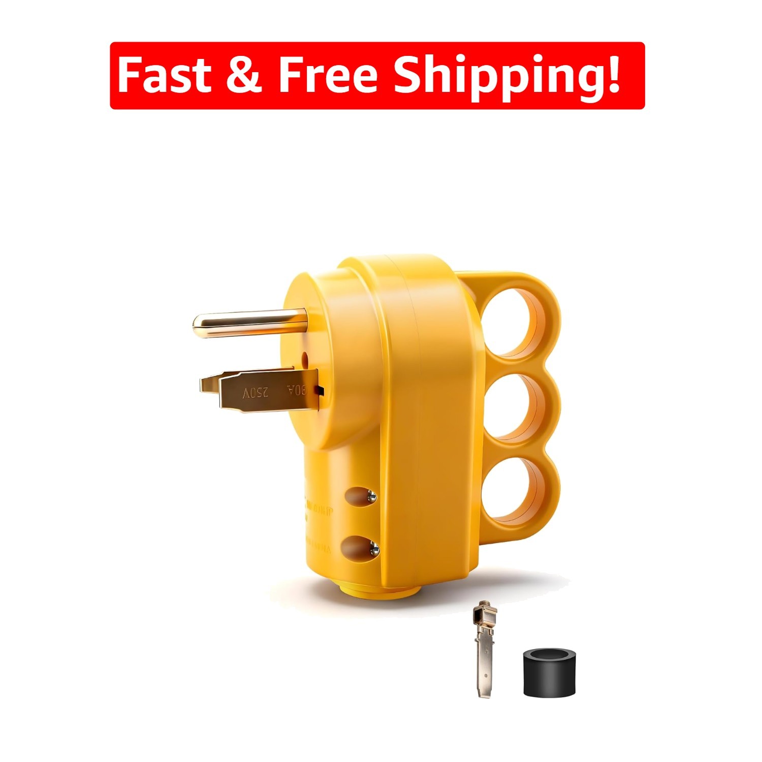 Durable Yellow NEMA 6-30P/6-50P Plug – 250V, Heavy Duty with Long-Lasting Design