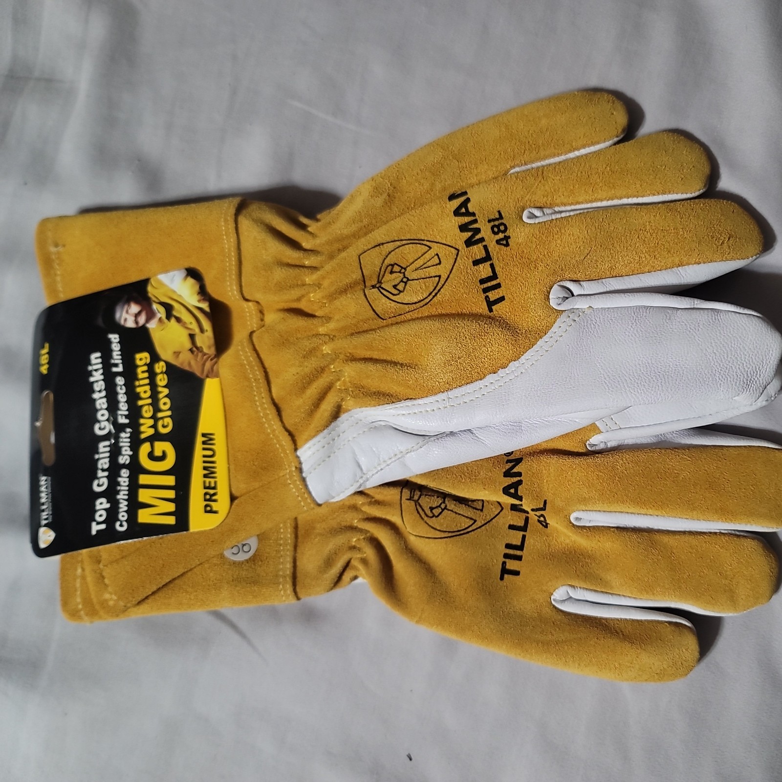 Tillman 48L MIG Welding Gloves Top Grain Goatskin Cowhide Fleece Lined Large