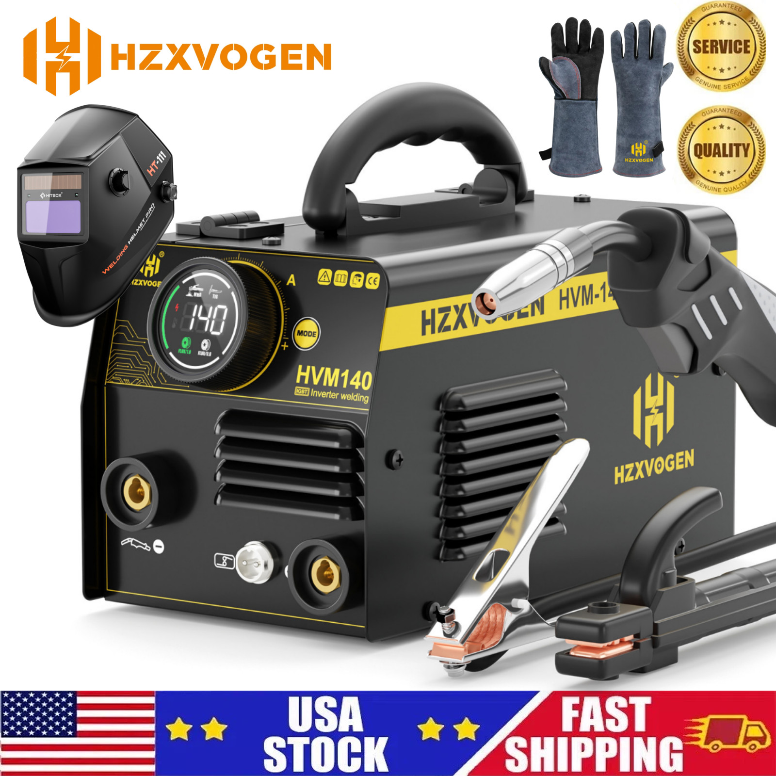 140A 110V/220V Flux Core MIG/STICK/Lift TIG IGBT Welder Set for Repair & DIY US