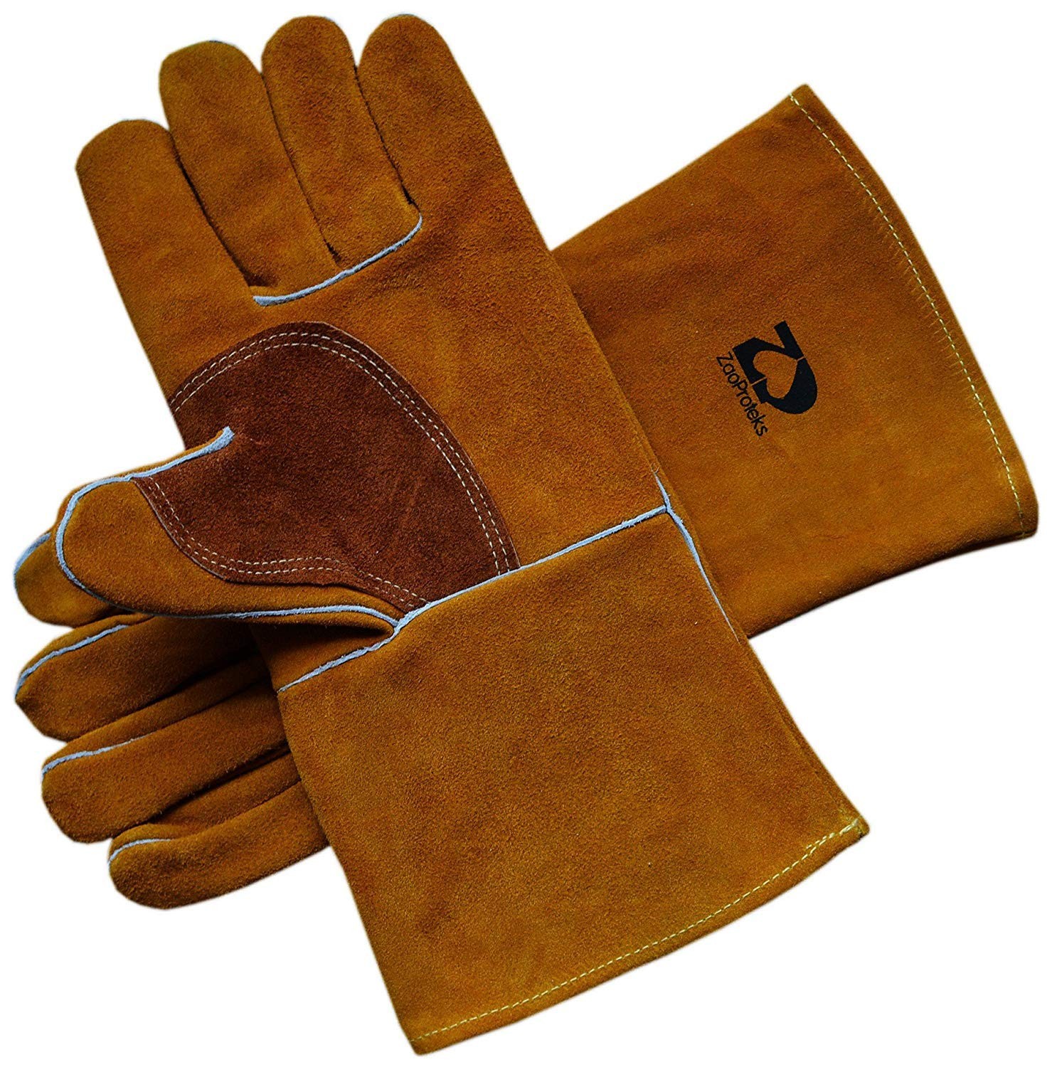 ZP ZaoProteks Welding Gloves 2 Count (Pack of 1), Golden Yellow