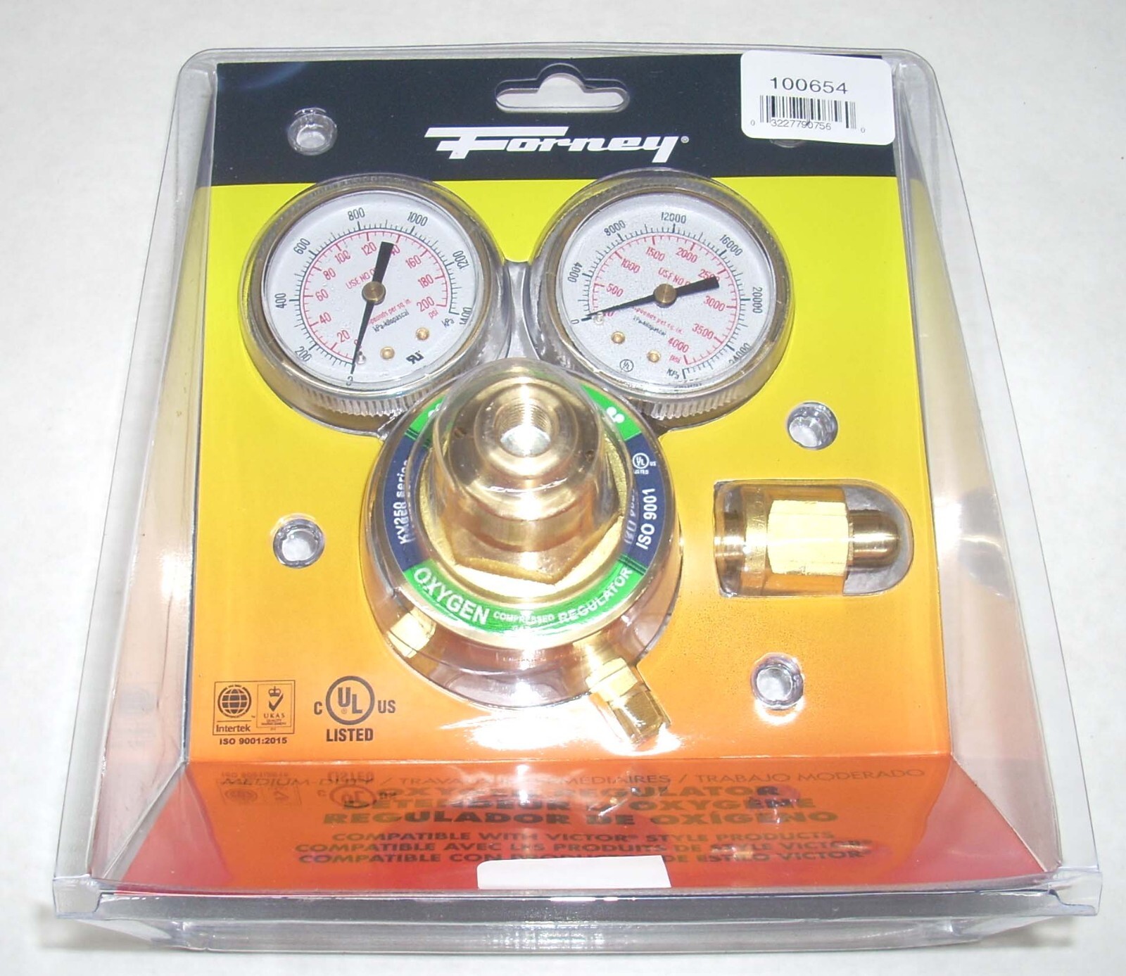 Forney 250-125-540 Oxygen Regulator for Cutting Welding Brass Body 2 in Gauges