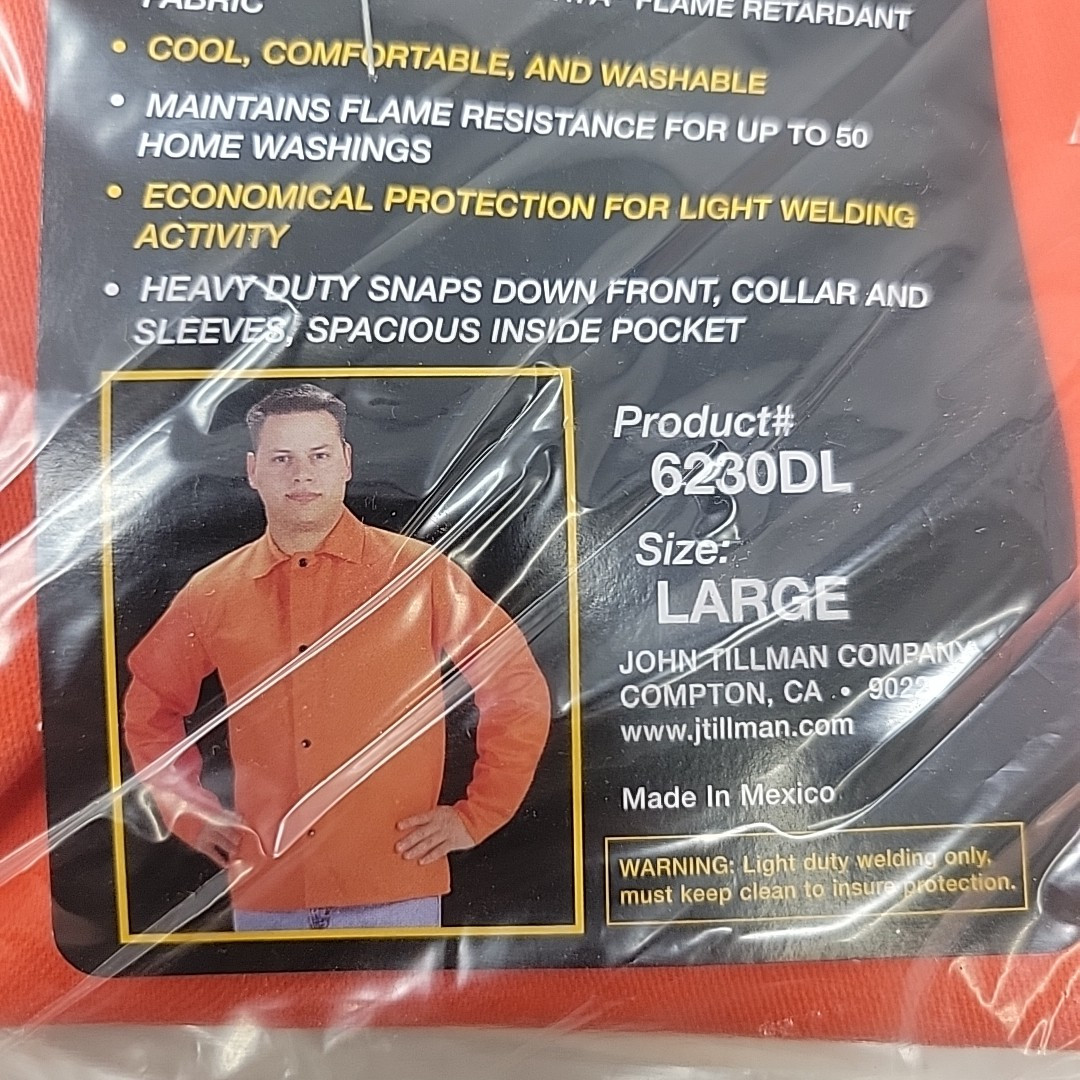 Tillman Lightweight High Vis Orange Flame Retardant Cotton Jacket Large