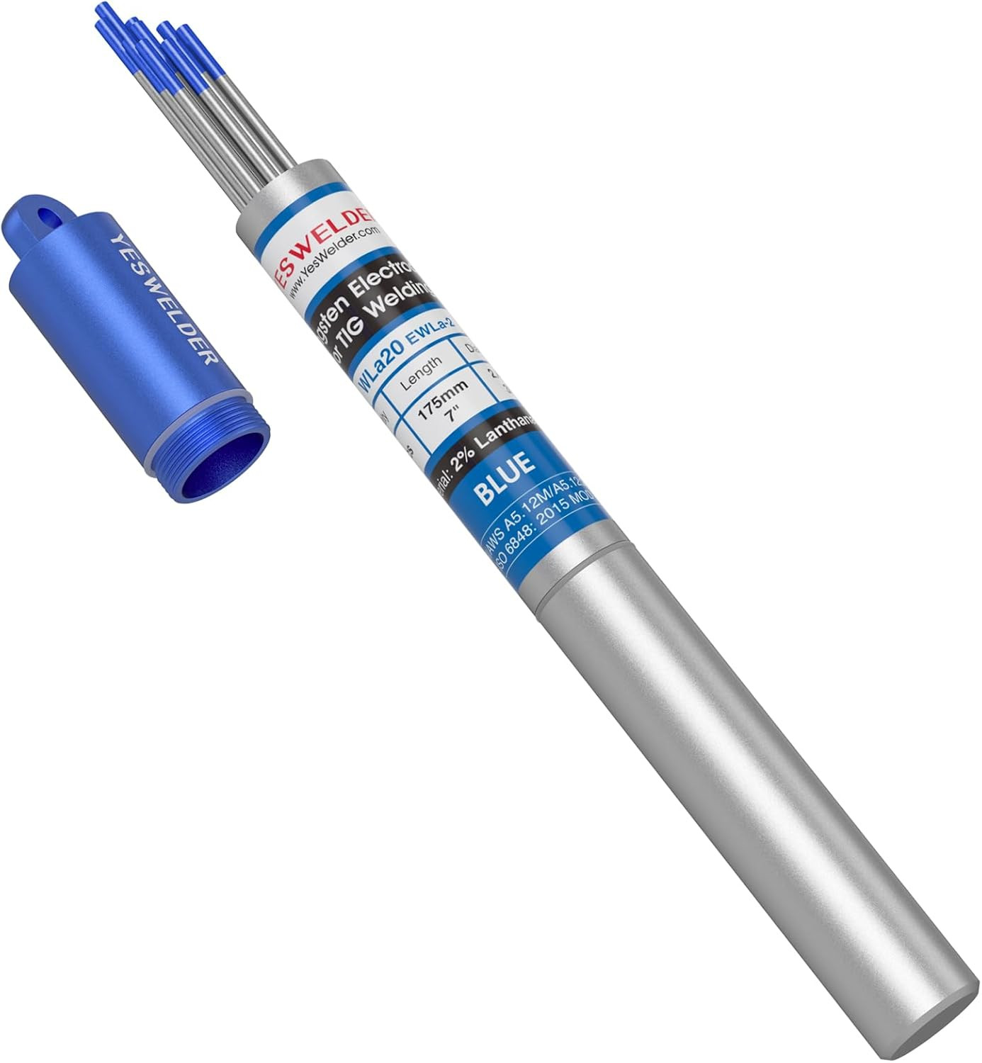 TIG Welding Tungsten Electrode 2% Lanthanated 3/32″ X 7″ (Blue, Wl20/Ewla-2) 10-