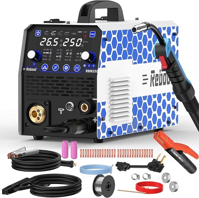 Reboot 250A 8-in-1 MIG/TIG/Stick 120/240V RBM2500 PRO+300A Copper Holder,Kit