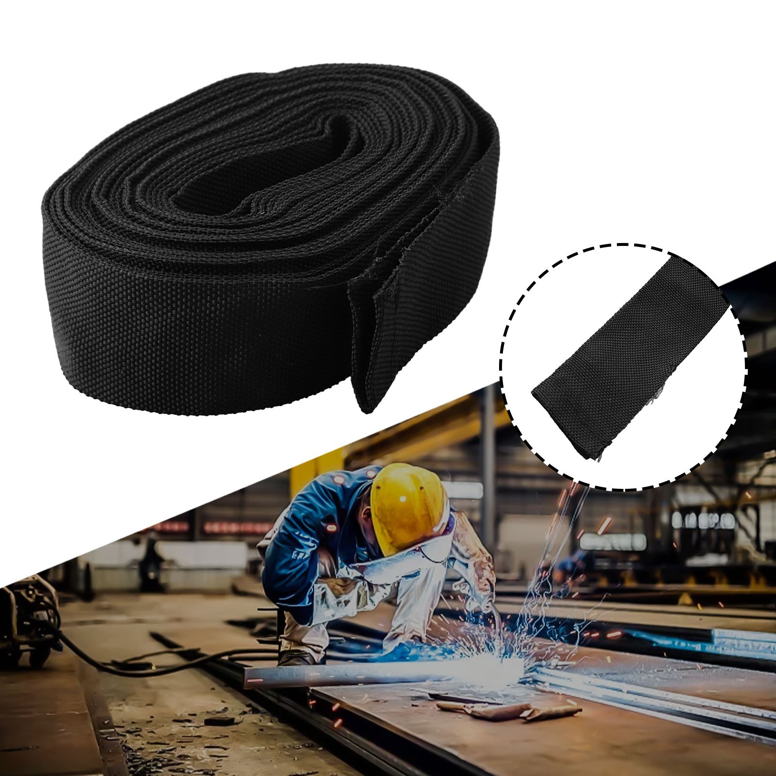Sheathed Cable Cover 1x 25ft 40mm/1.57″ 7.5m Length Accessories Black