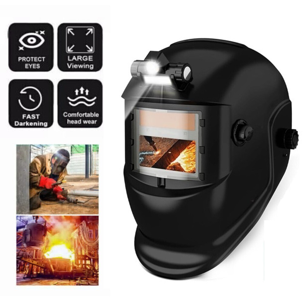 Solar-Powered True Color Auto Darkening Welding Helmet with Light for TIG MIG AR