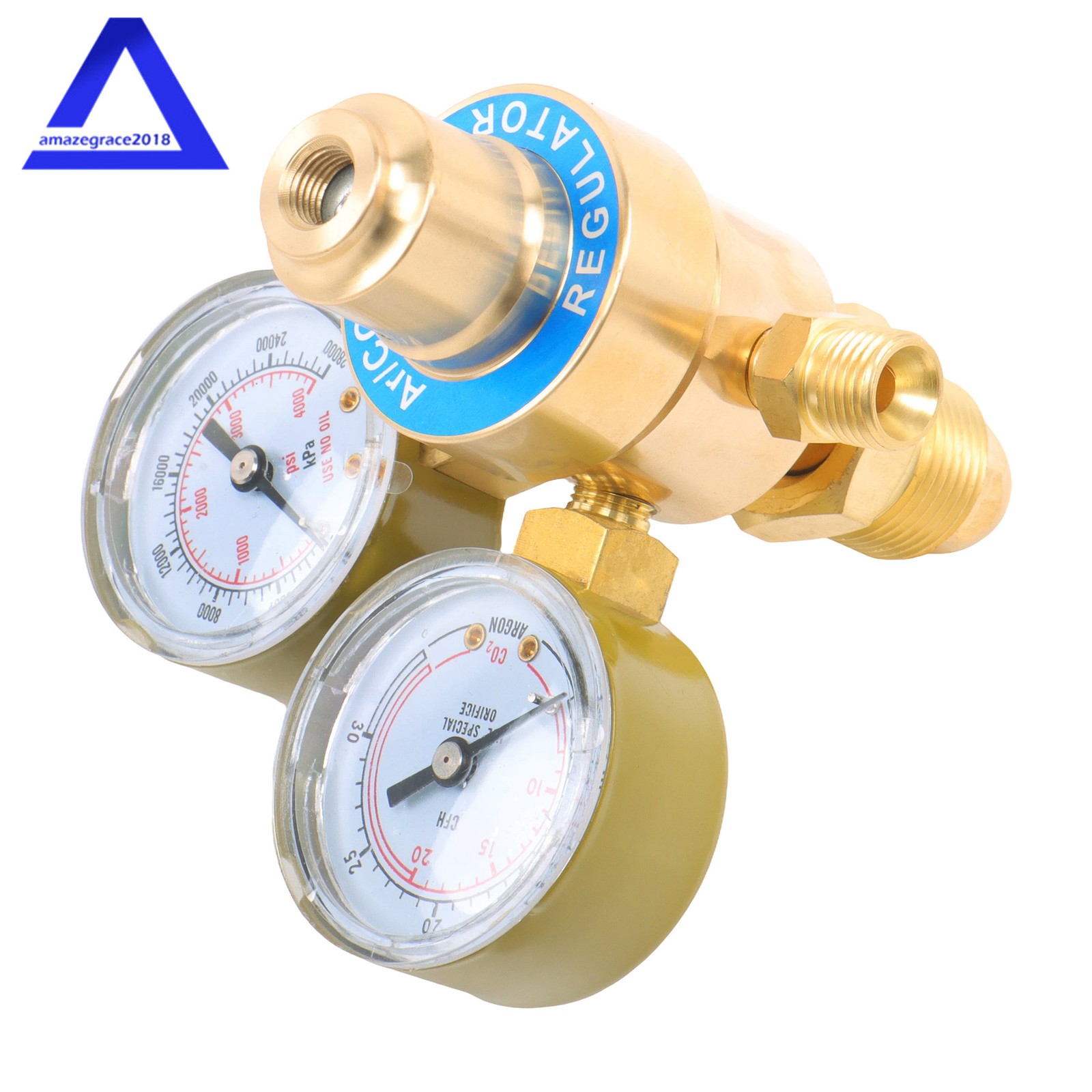 Argon Regulator Dual Gauges & 5 Feet Hose for CGA580 Mig Tig Welder 0 to 400PSI